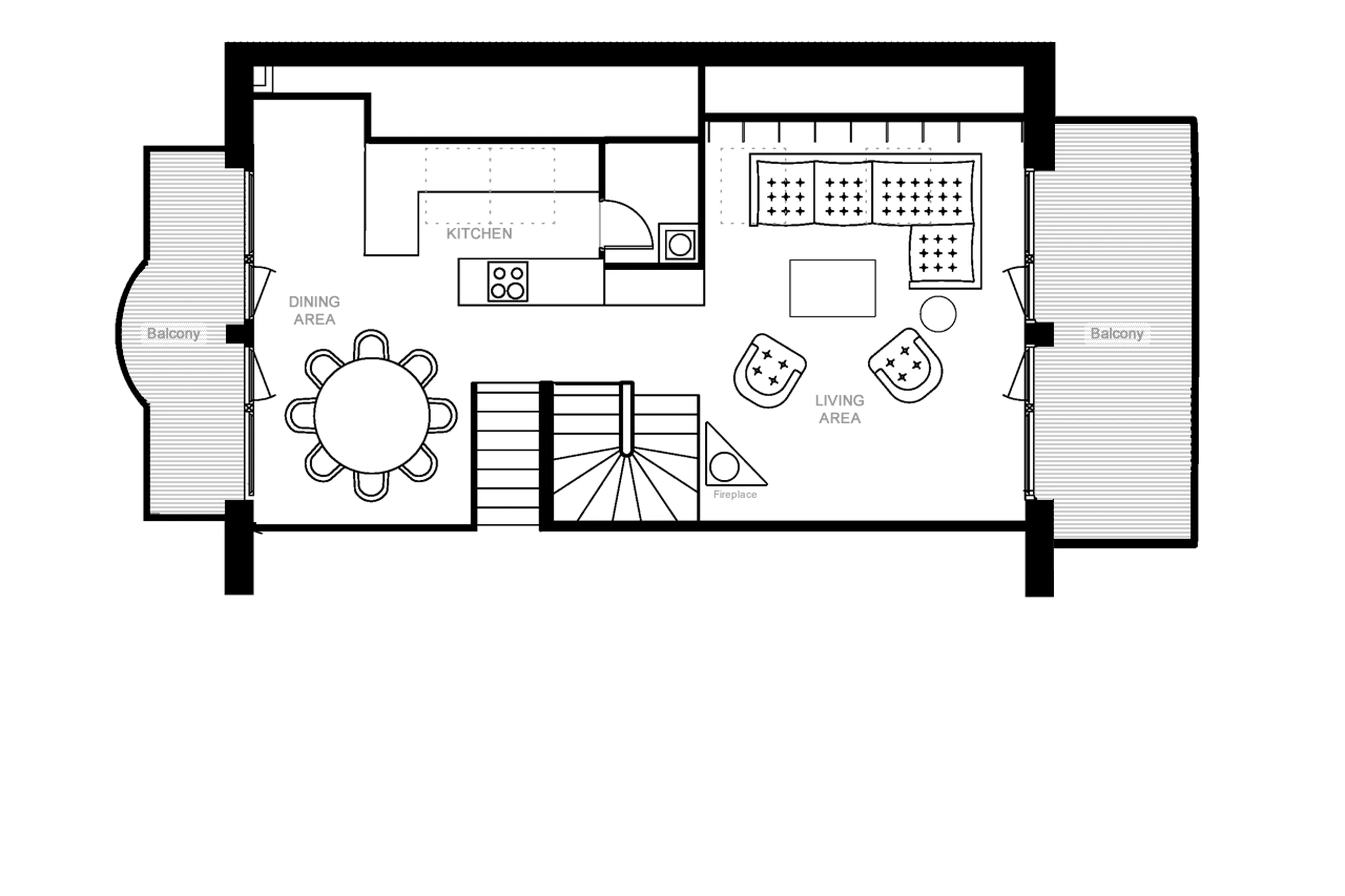 Top level floor plan of Penthouse Tueda in Meribel