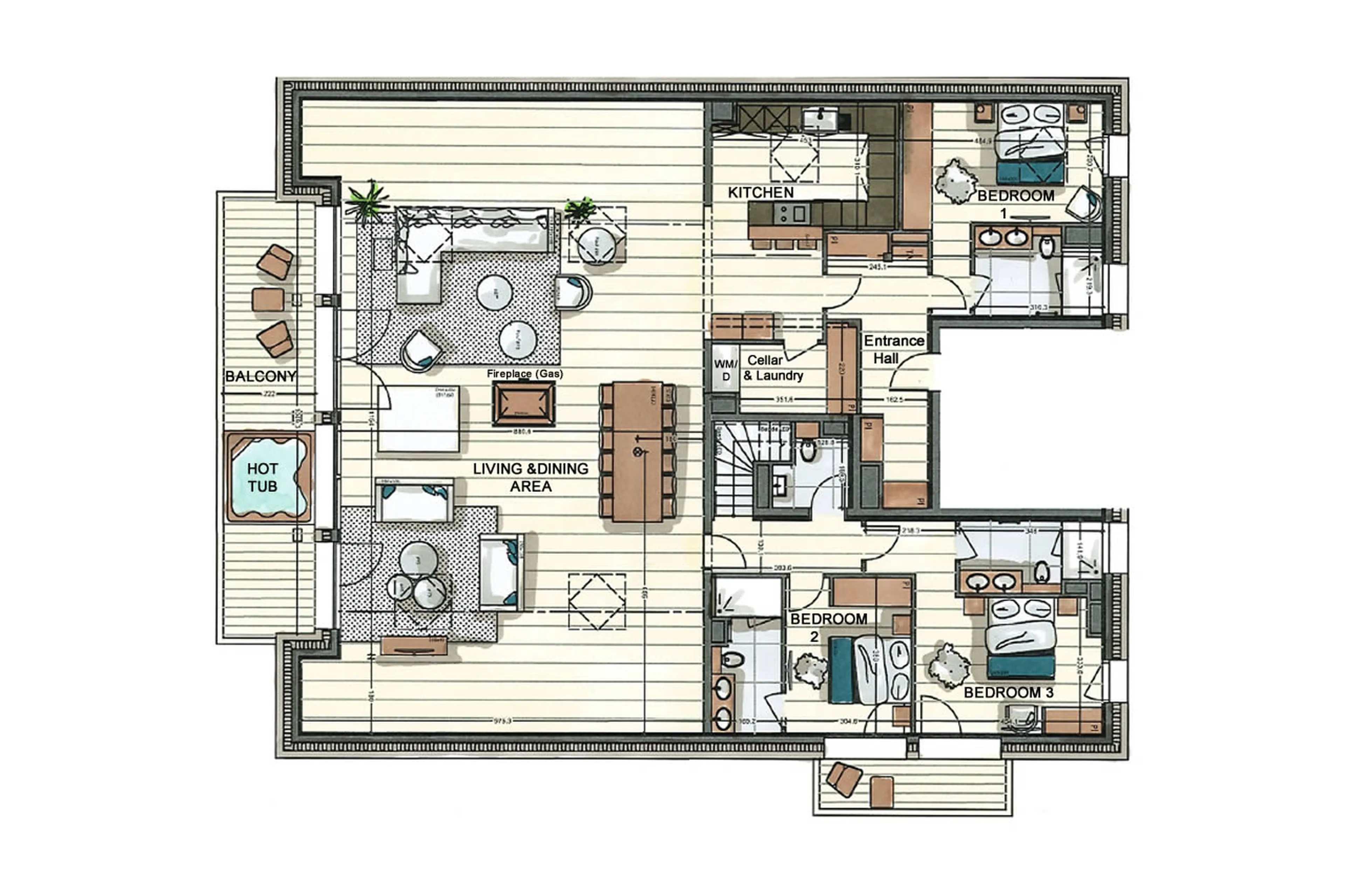 Level 4 floor plan of Penthouse Vail Loadge B41 in Val d'Isere