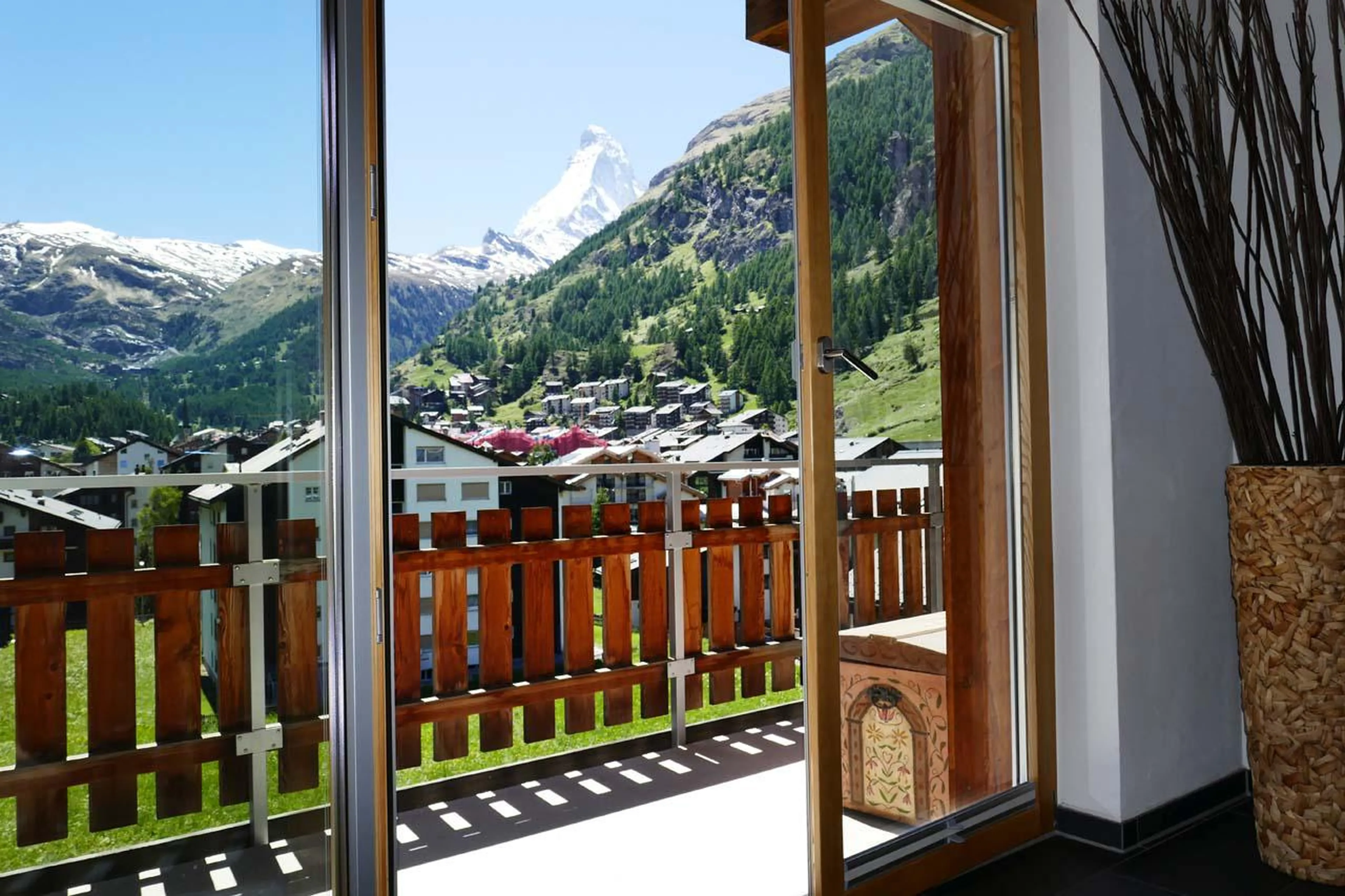 Balcony at Penthouse Zora in Zermatt in summer