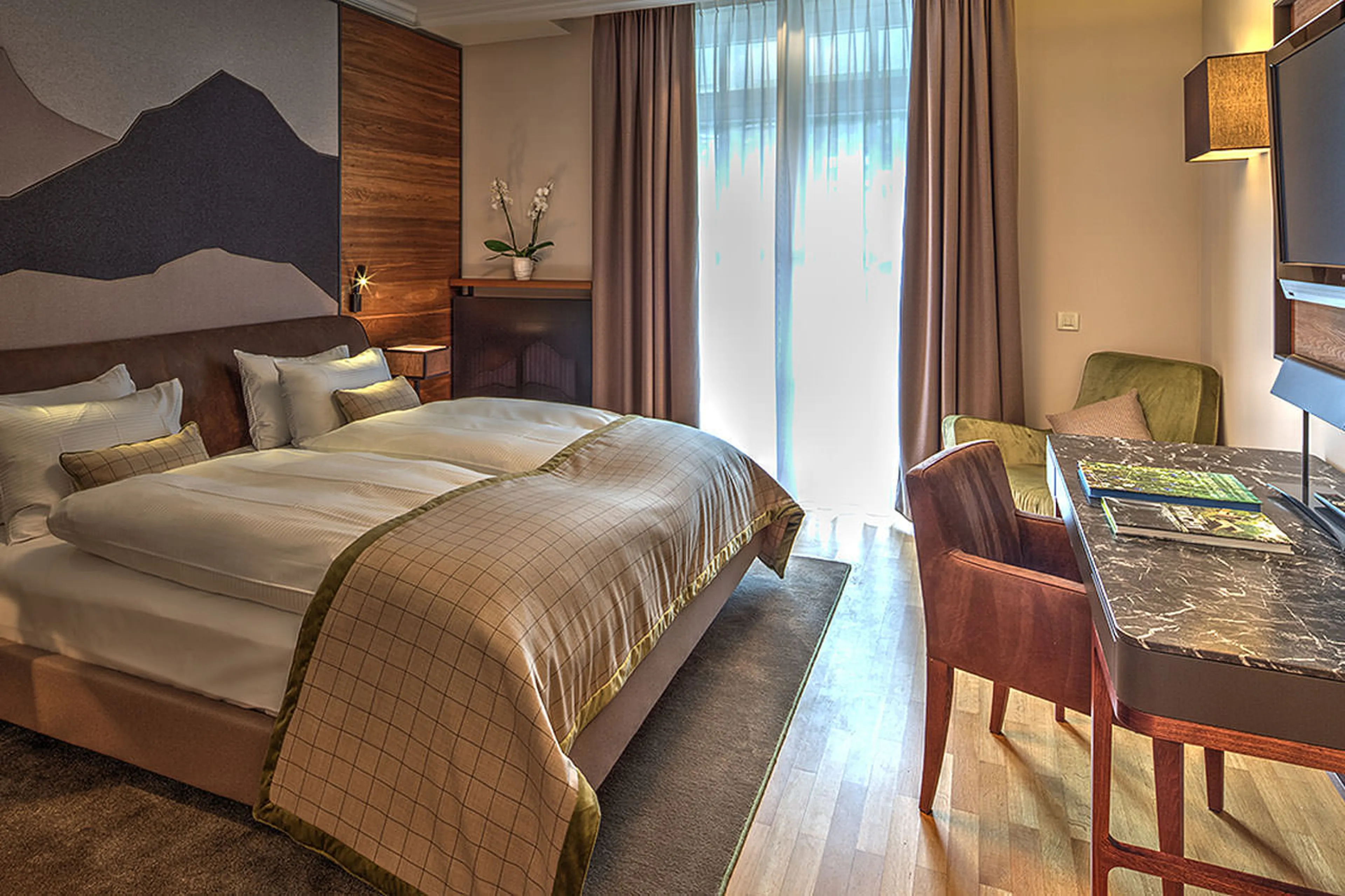 Bedroom one at Piz Albana in St Moritz