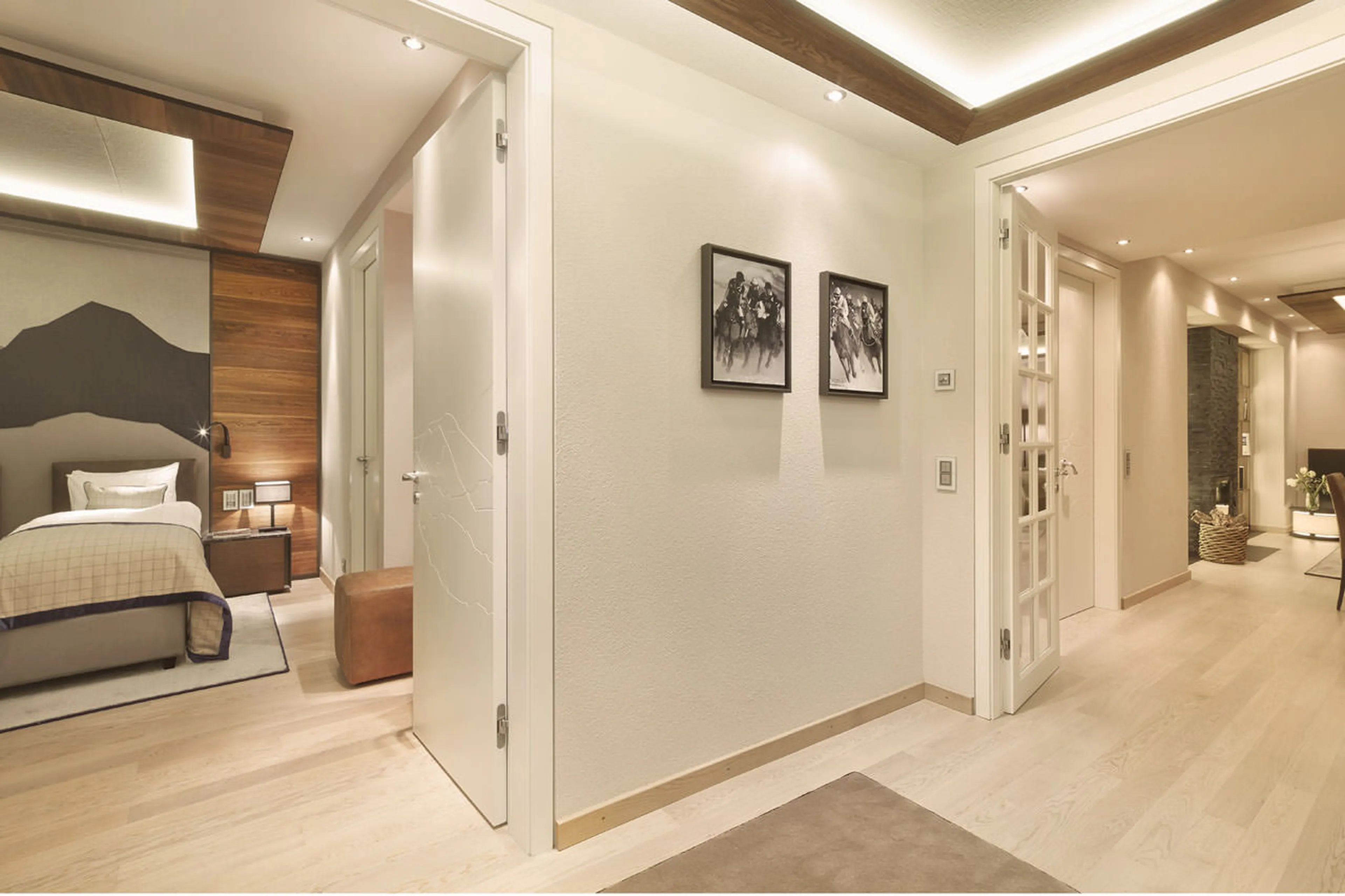 Entrance hall at Piz Alv in St Moritz