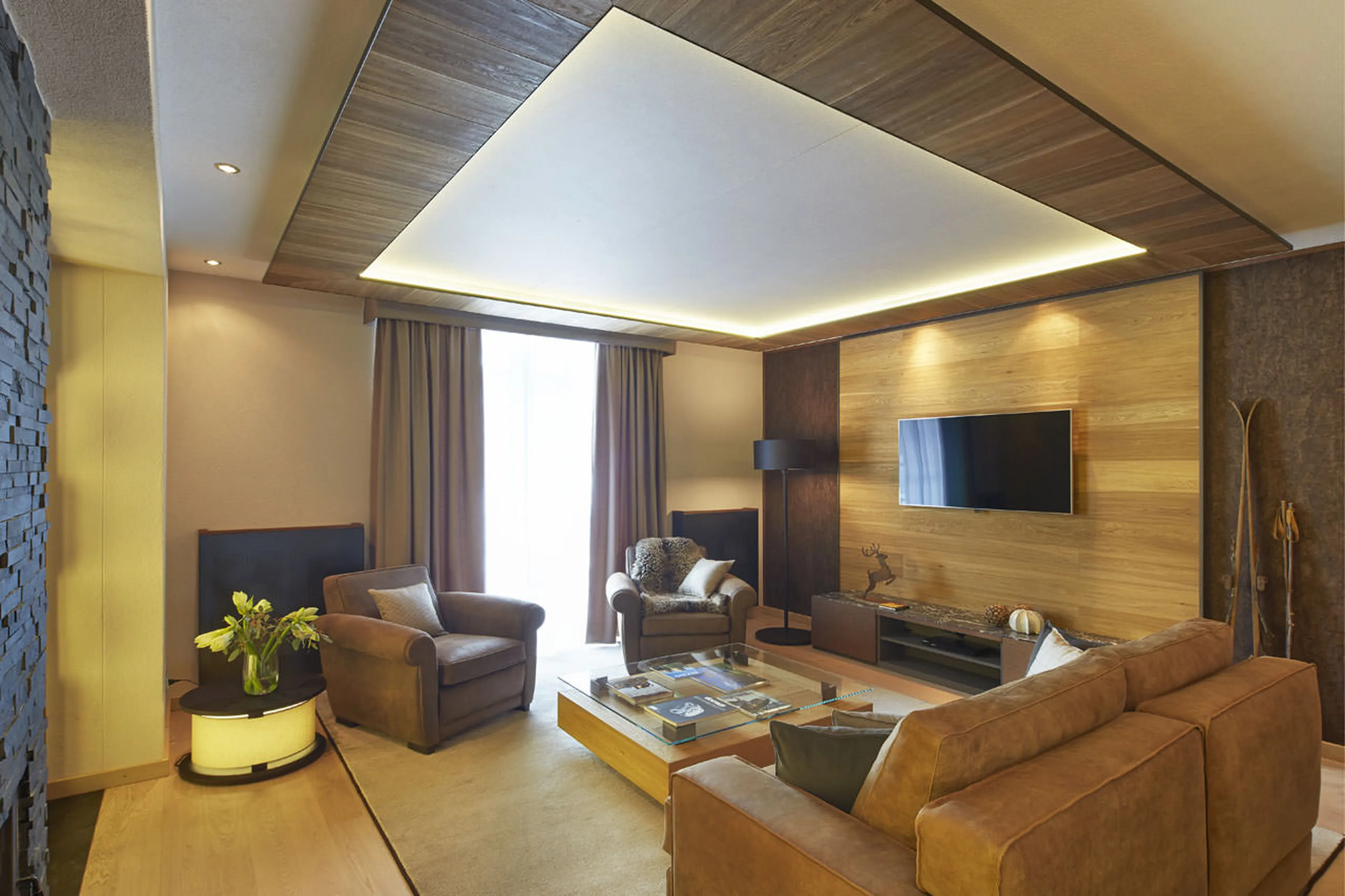 TV in living area of Piz Alv in St Moritz