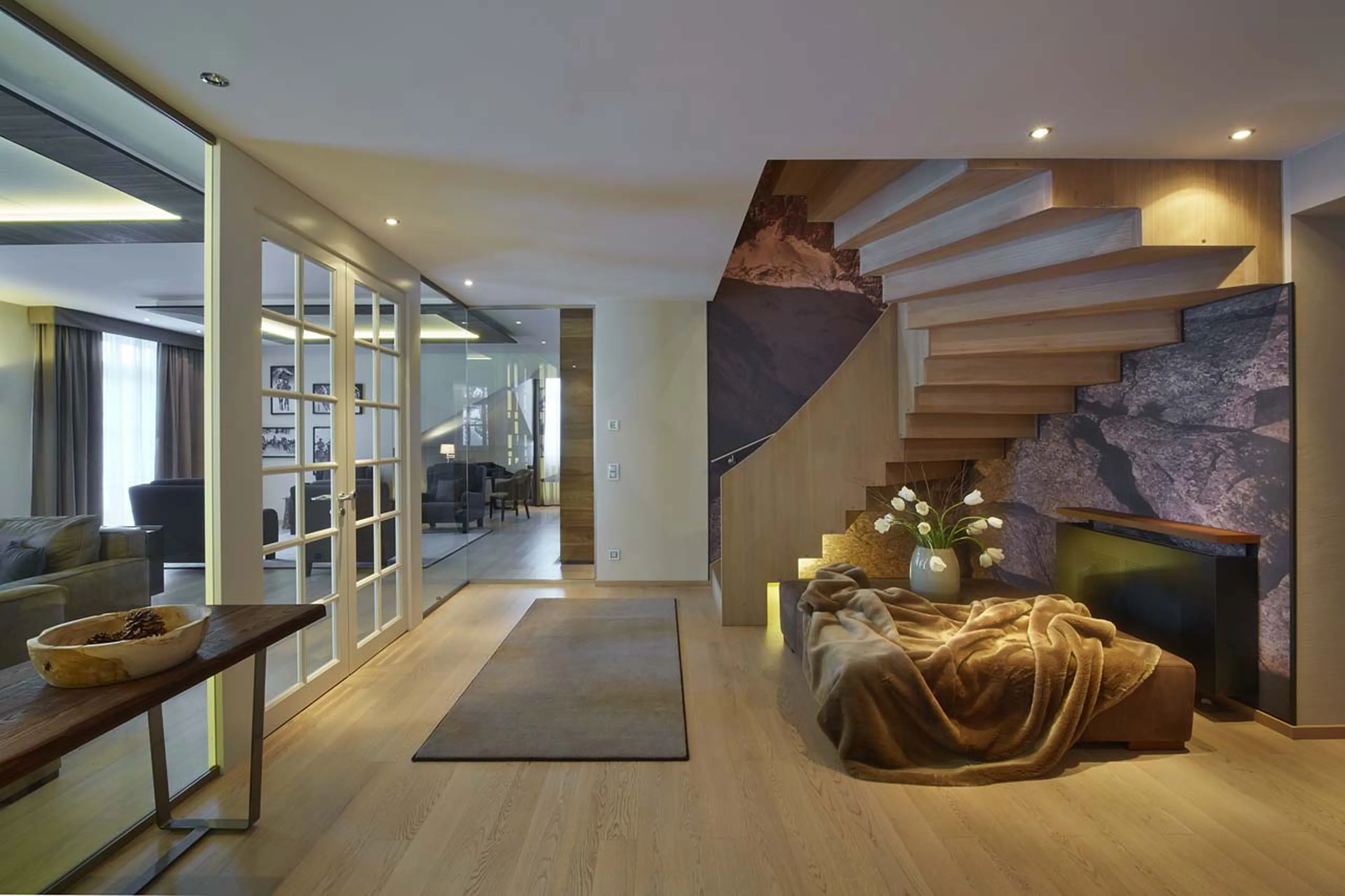 Entrance hall in Piz Bellavista in St Moritz