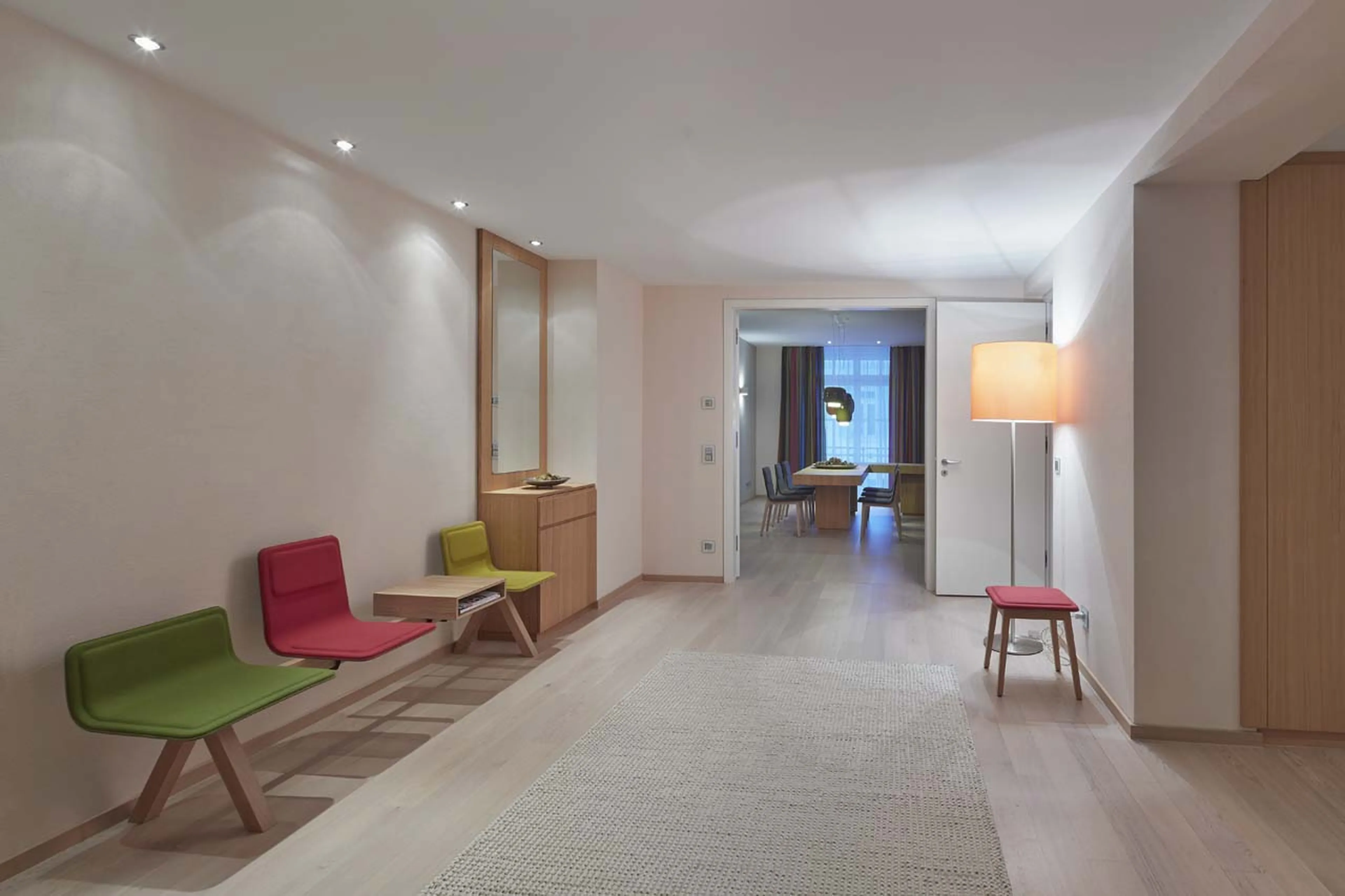 Entrance hall at Piz Gluna in St Moritz