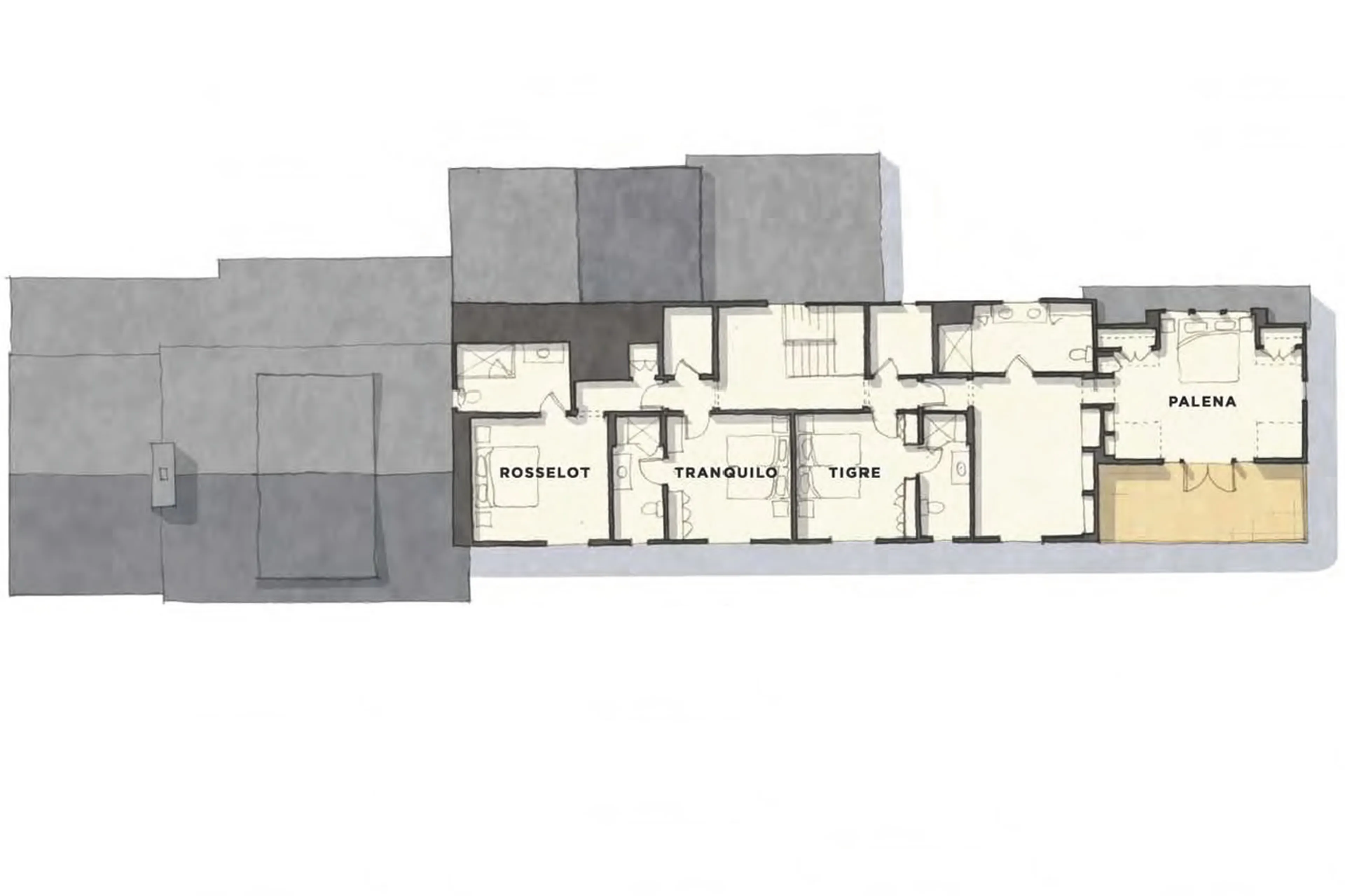Level 1 floor plan of Rio Palena Lodge in Patagonia