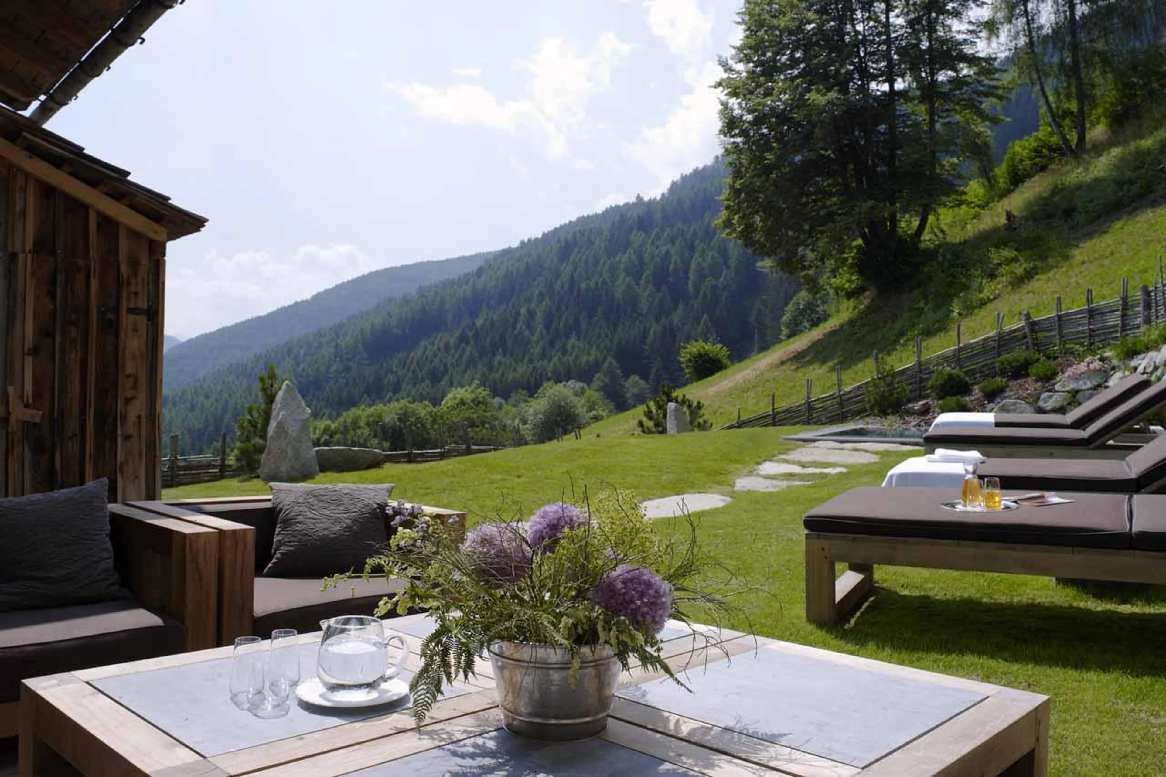 Terrace at San Lorenzo Lodge in Kronplatz