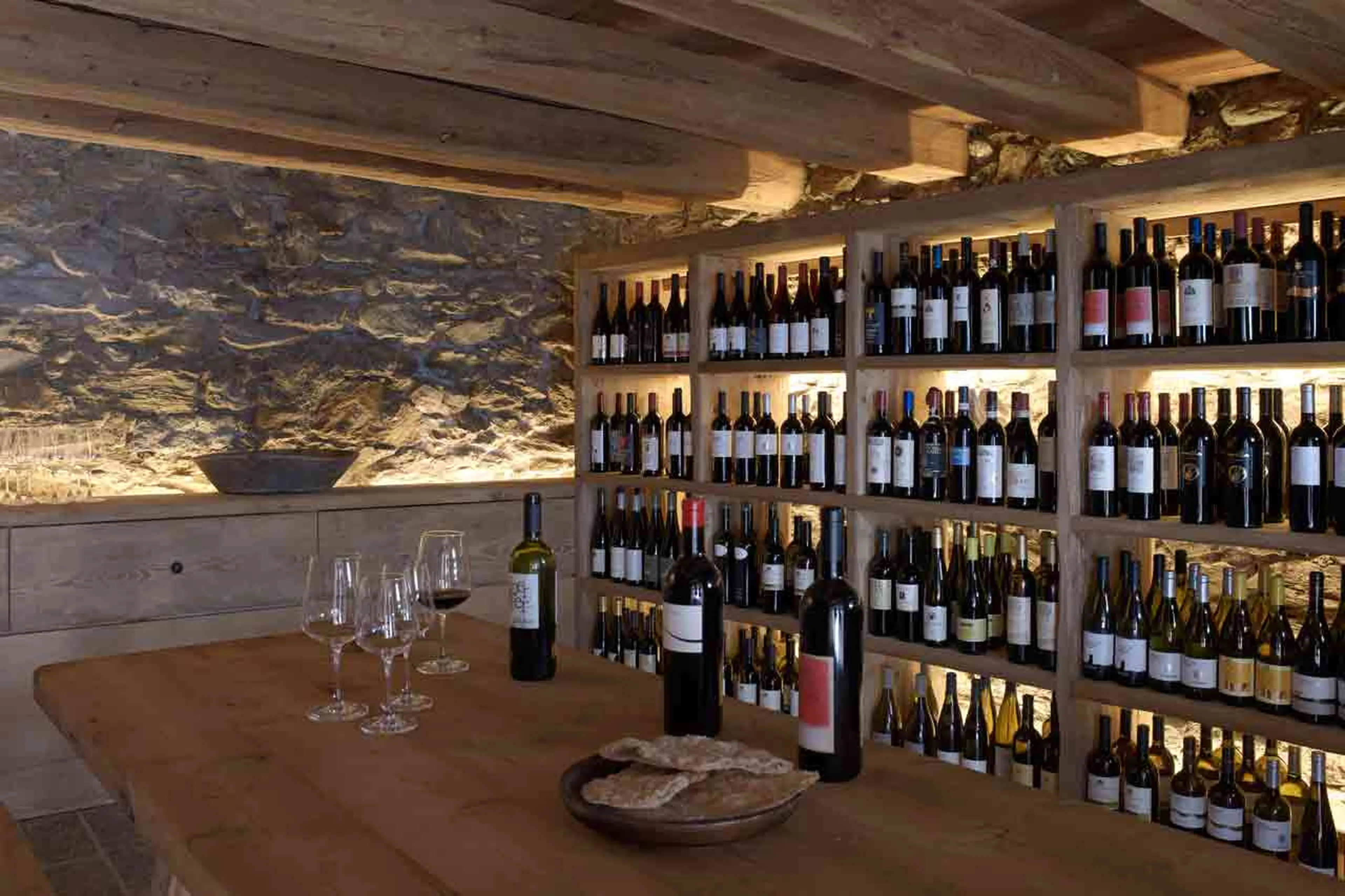 Wine cellar at San Lorenzo Mountain Lodge in Kronplatz