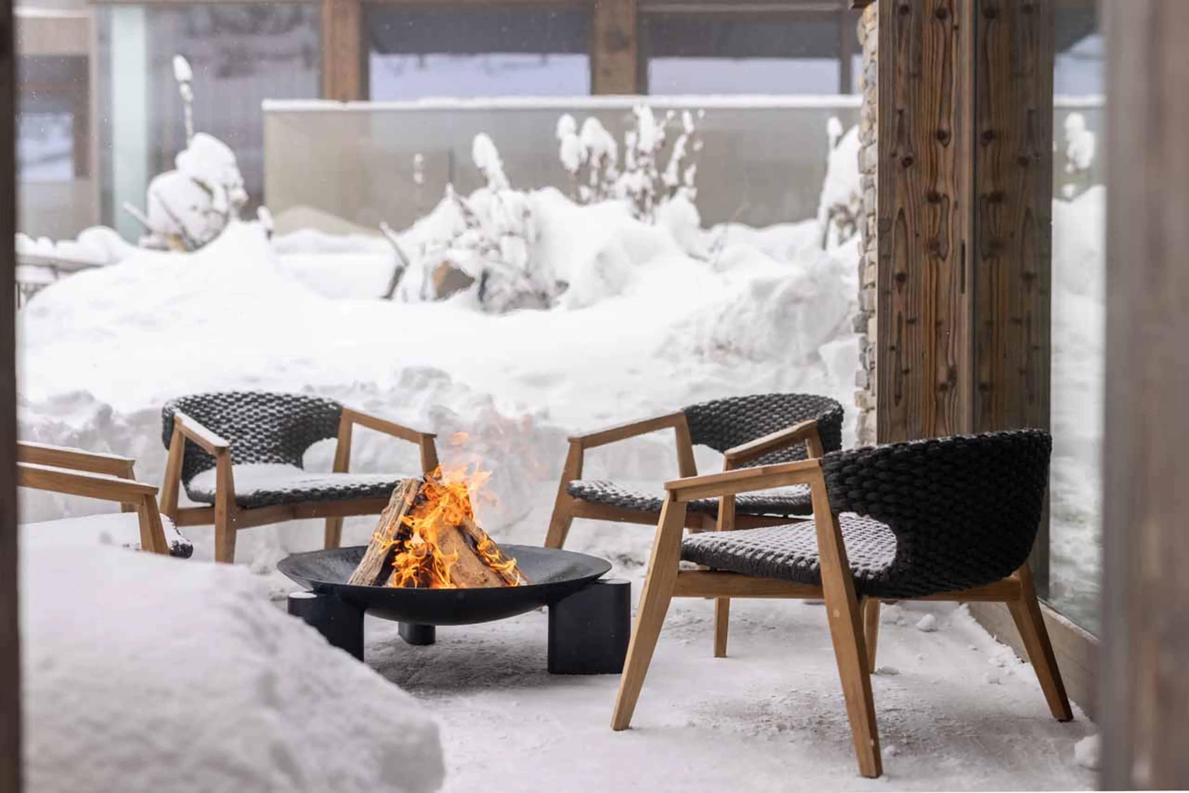 Firepit outside spa area at Sasha Apartment 4 in Courchevel 1850