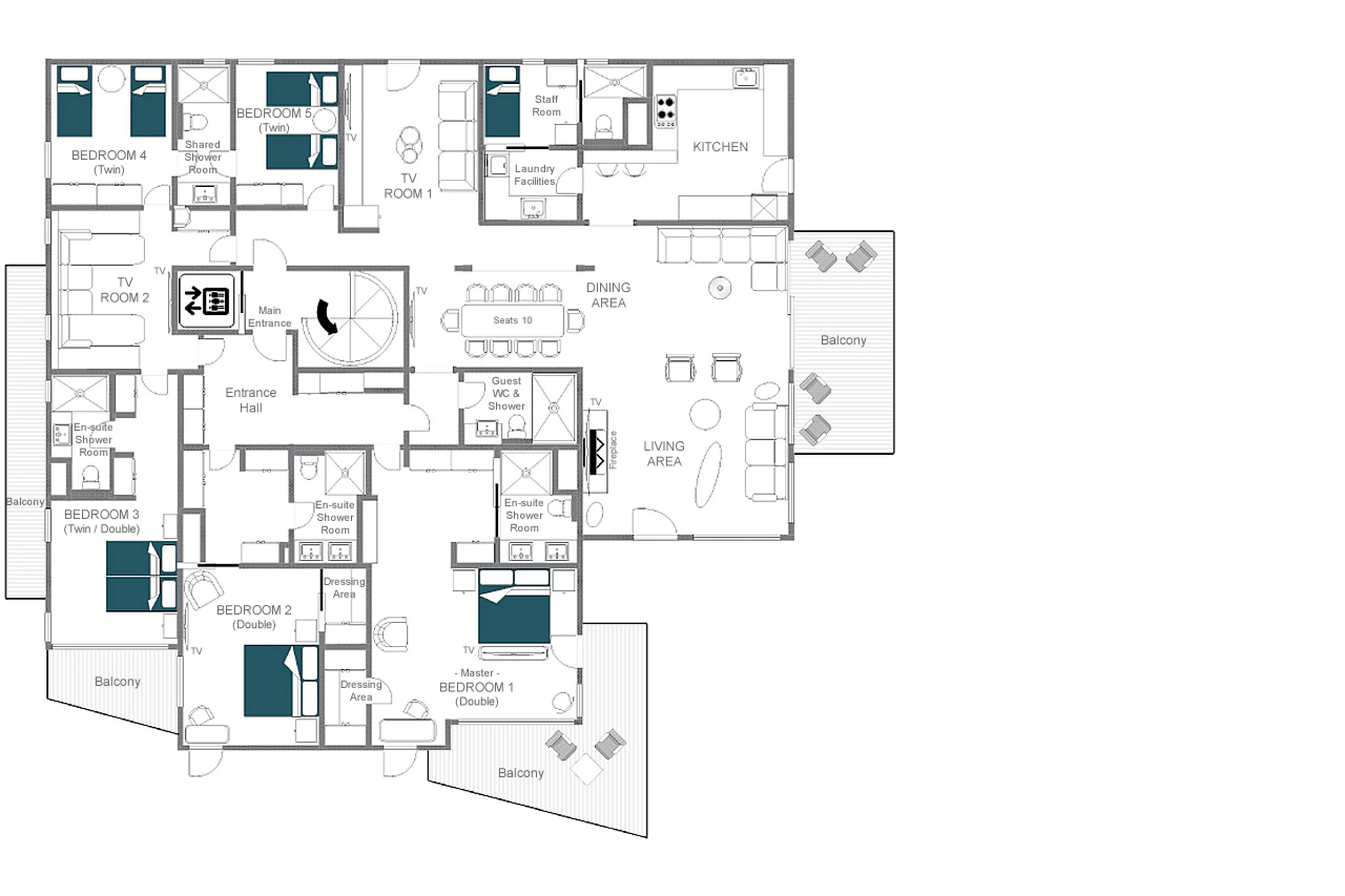 Floor plan of Sasha Apartment 4 in Courchevel 1850