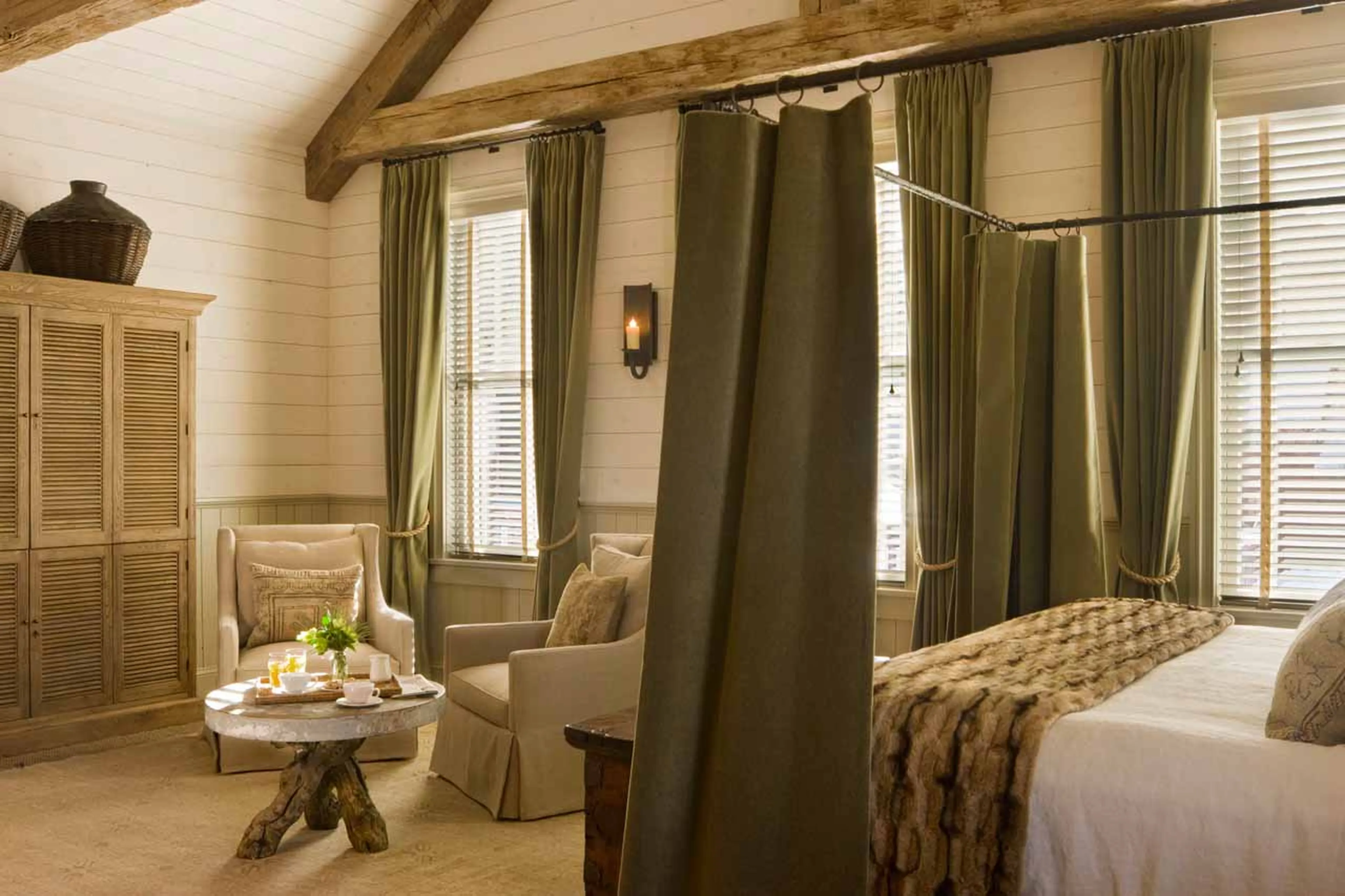 Vaulted ceilings in master suite of Scarp Ridge Lodge in Crested Butte