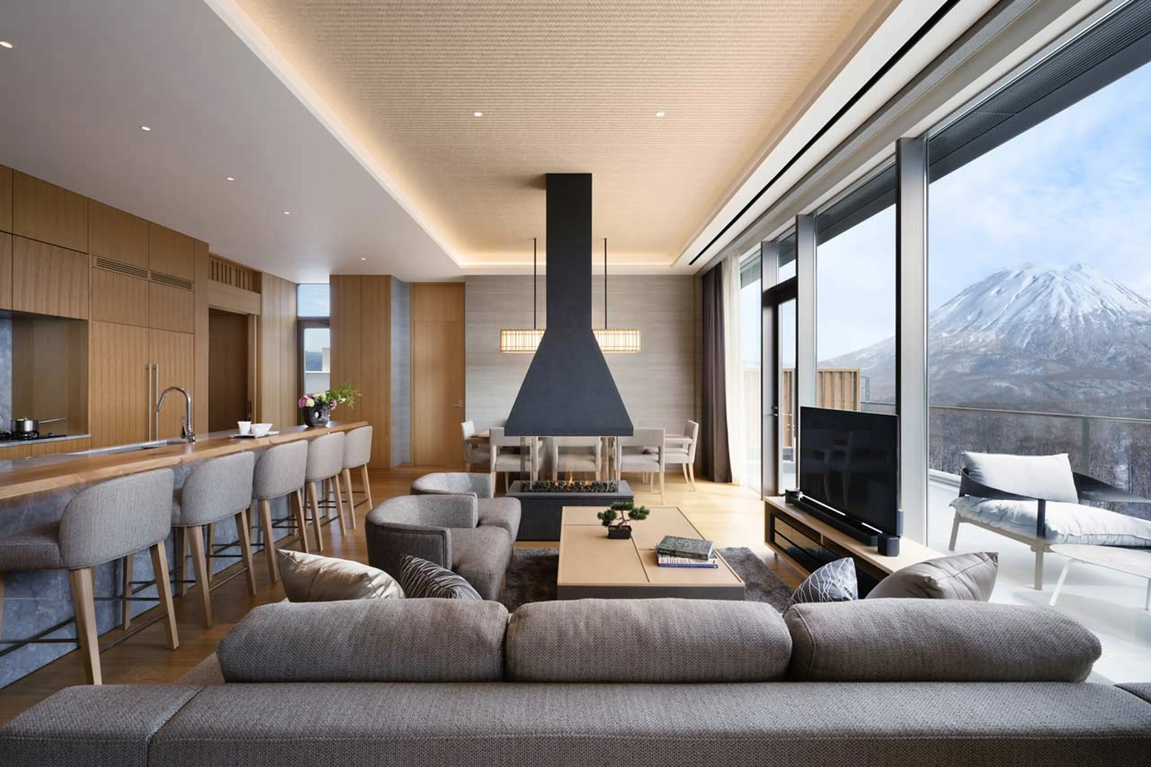 Living room at Setsu Penthouse in Niseko