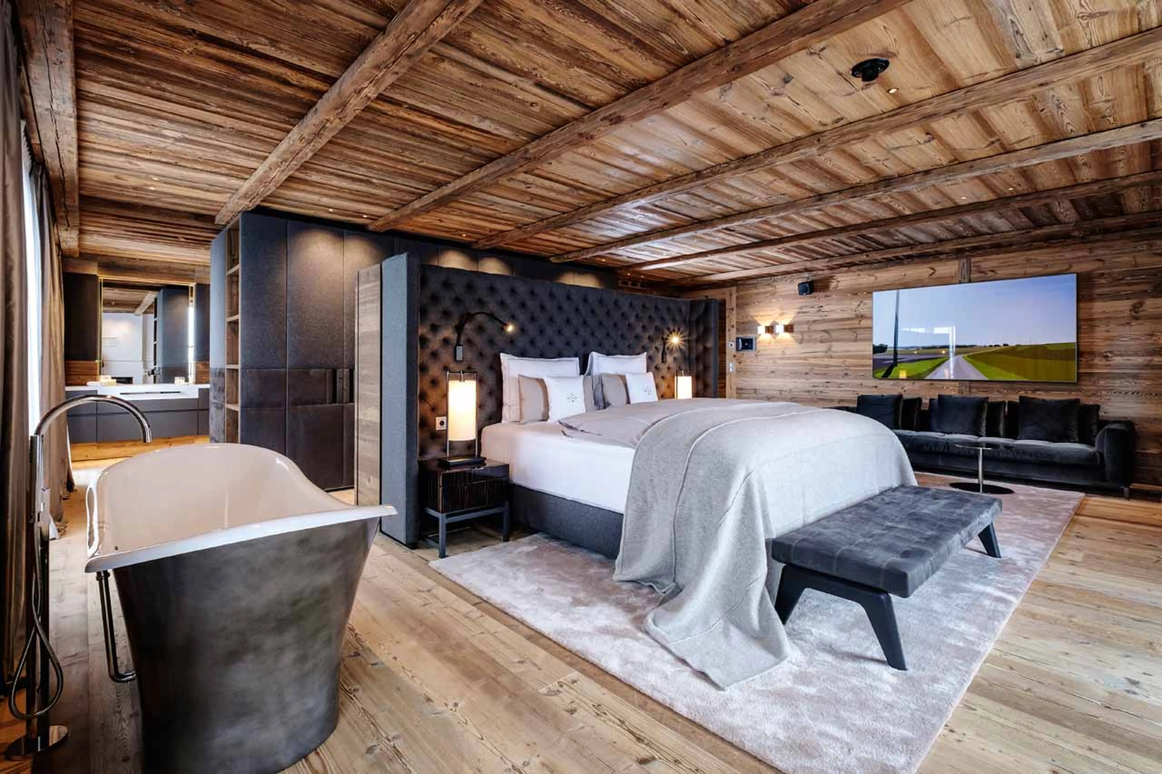 Bedroom one at Severins Residence in Lech