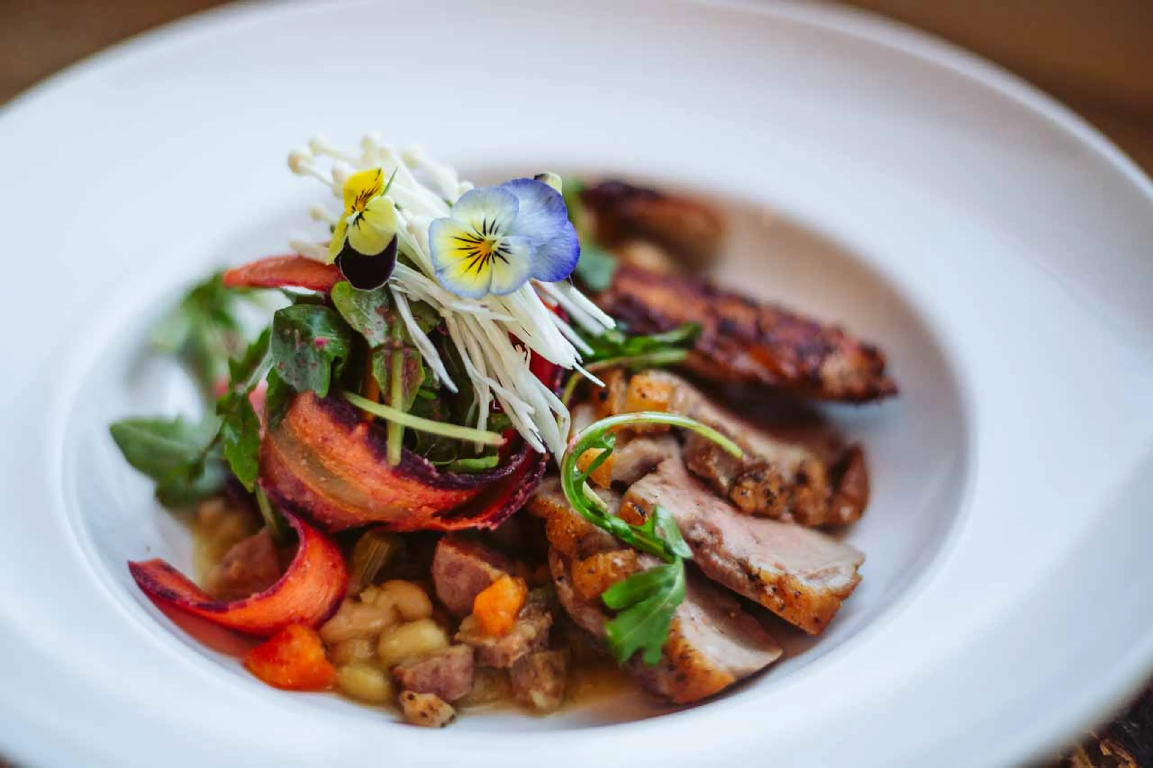 Main course at Sheldon Chalet in Alaska