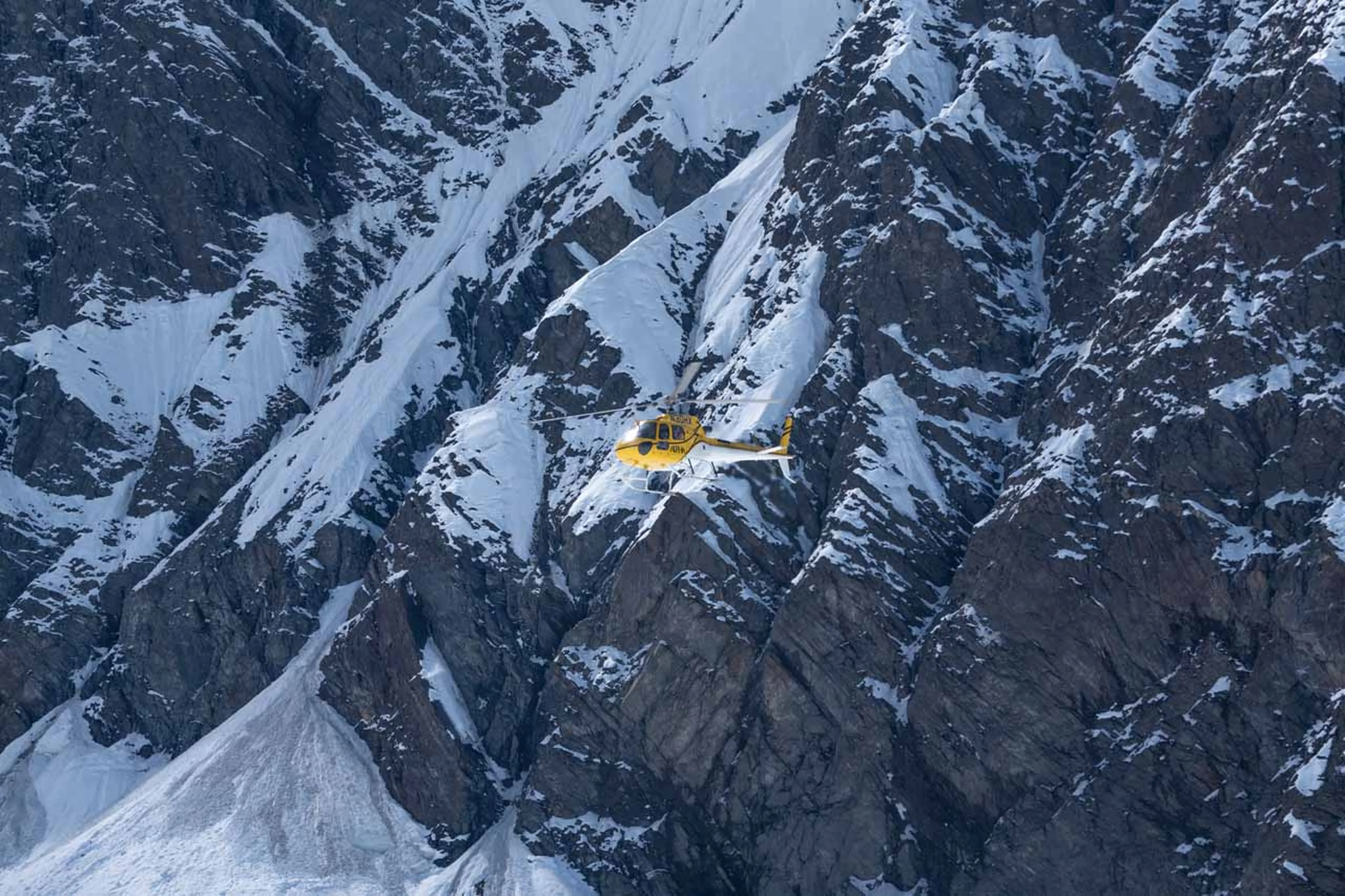 Helicopter at Sheldon Chalet in Alaska