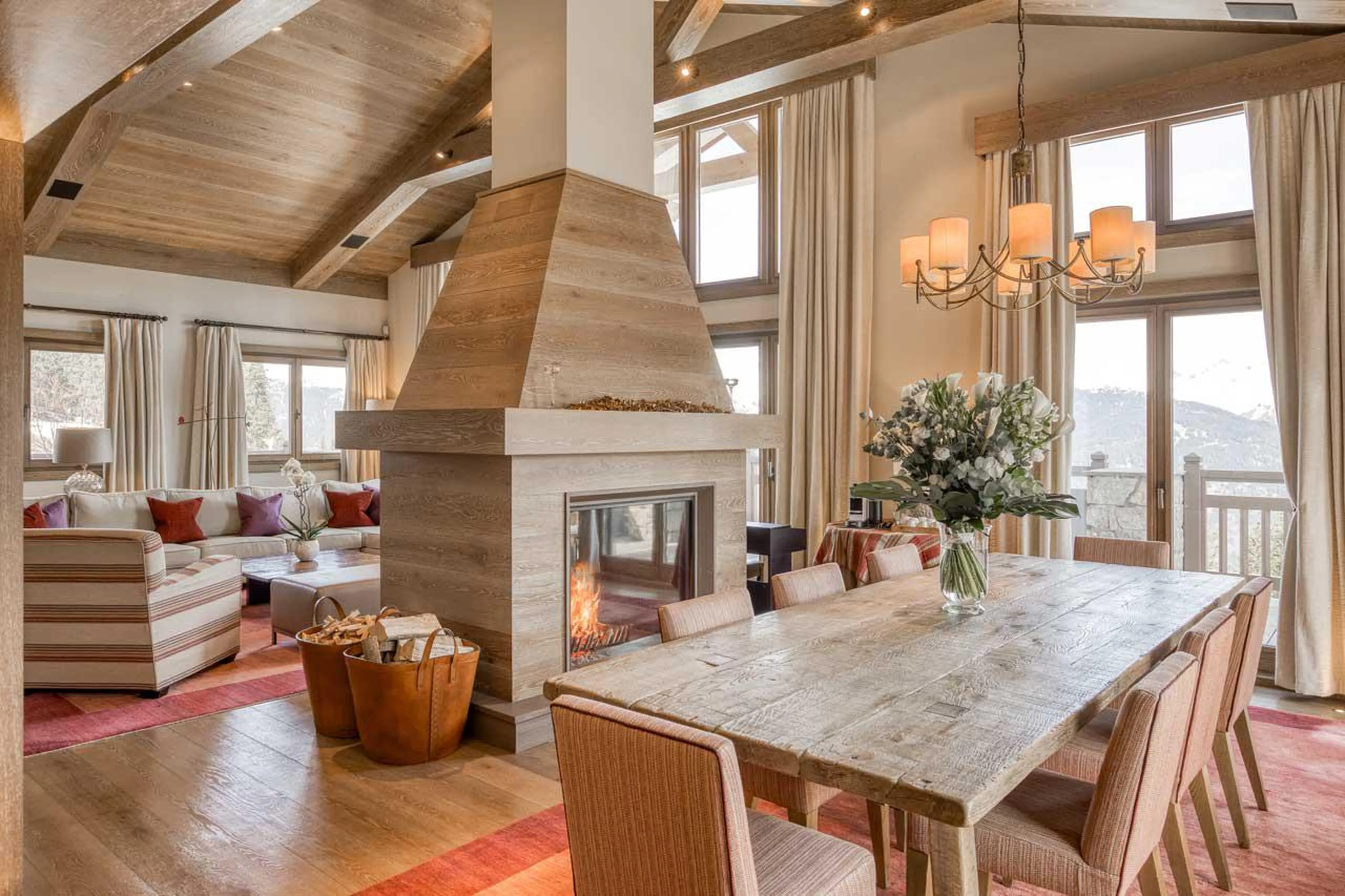 Interior of Shemshak Lodge in Courchevel 1850 masterly put together by top London decorator