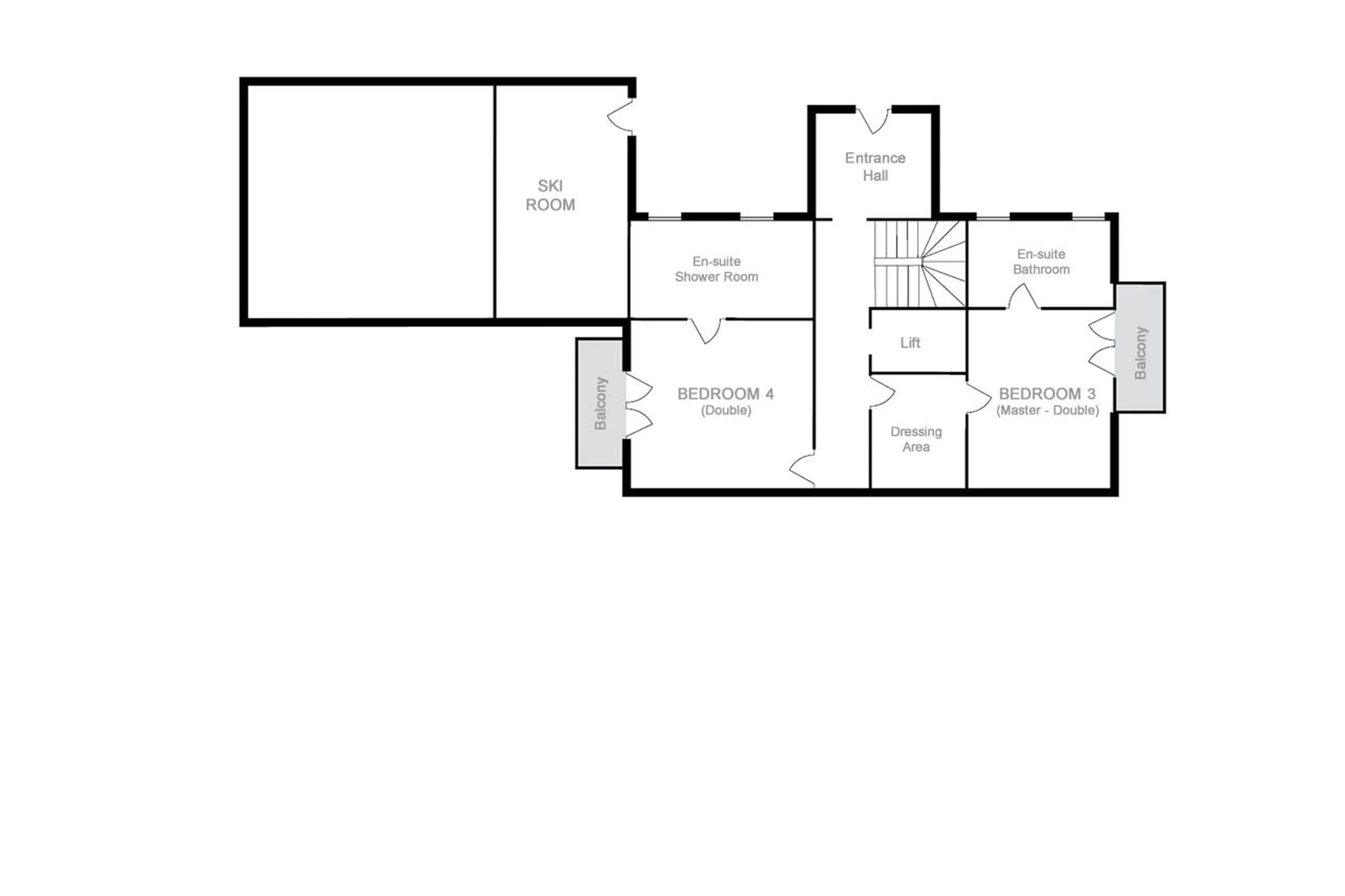 Level 0 floor plan of Shemshak Lodge in Courchevel 1850
