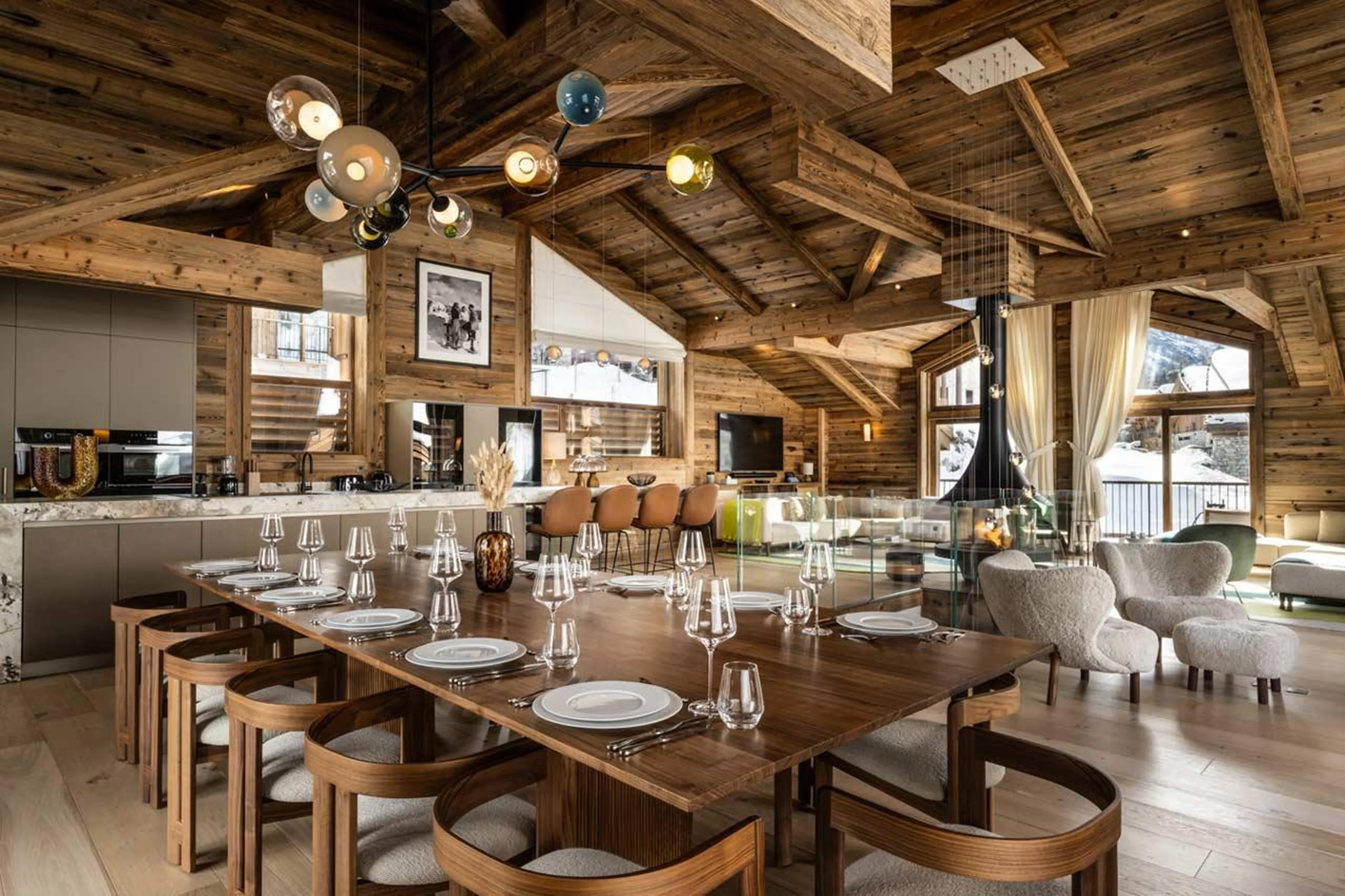 Living area with comfortable sofas at Silverstone Altitude 7 in Val d'Isere