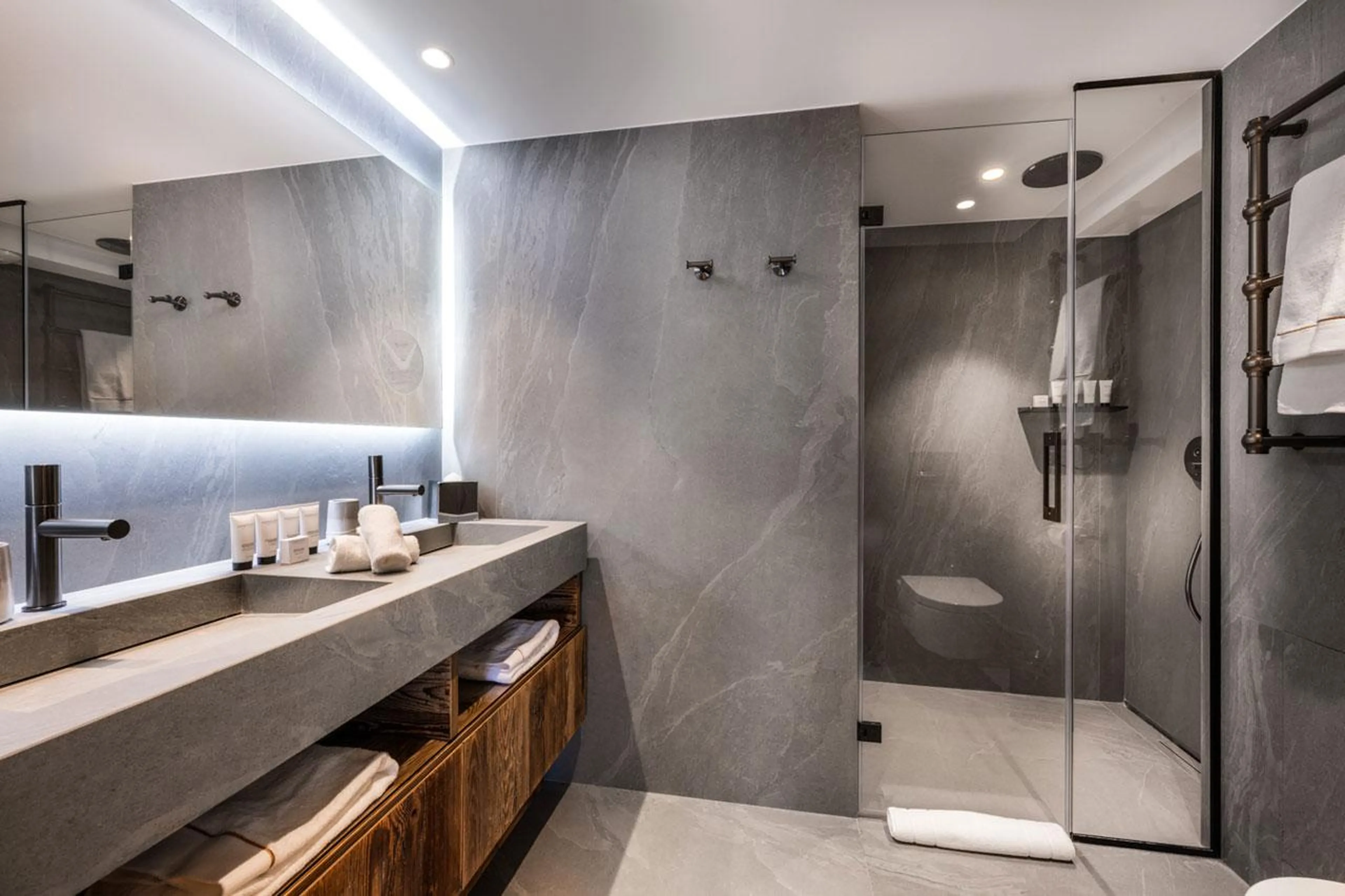 En-suite shower room at Silverstone Altitude 7 in Val d'Isere