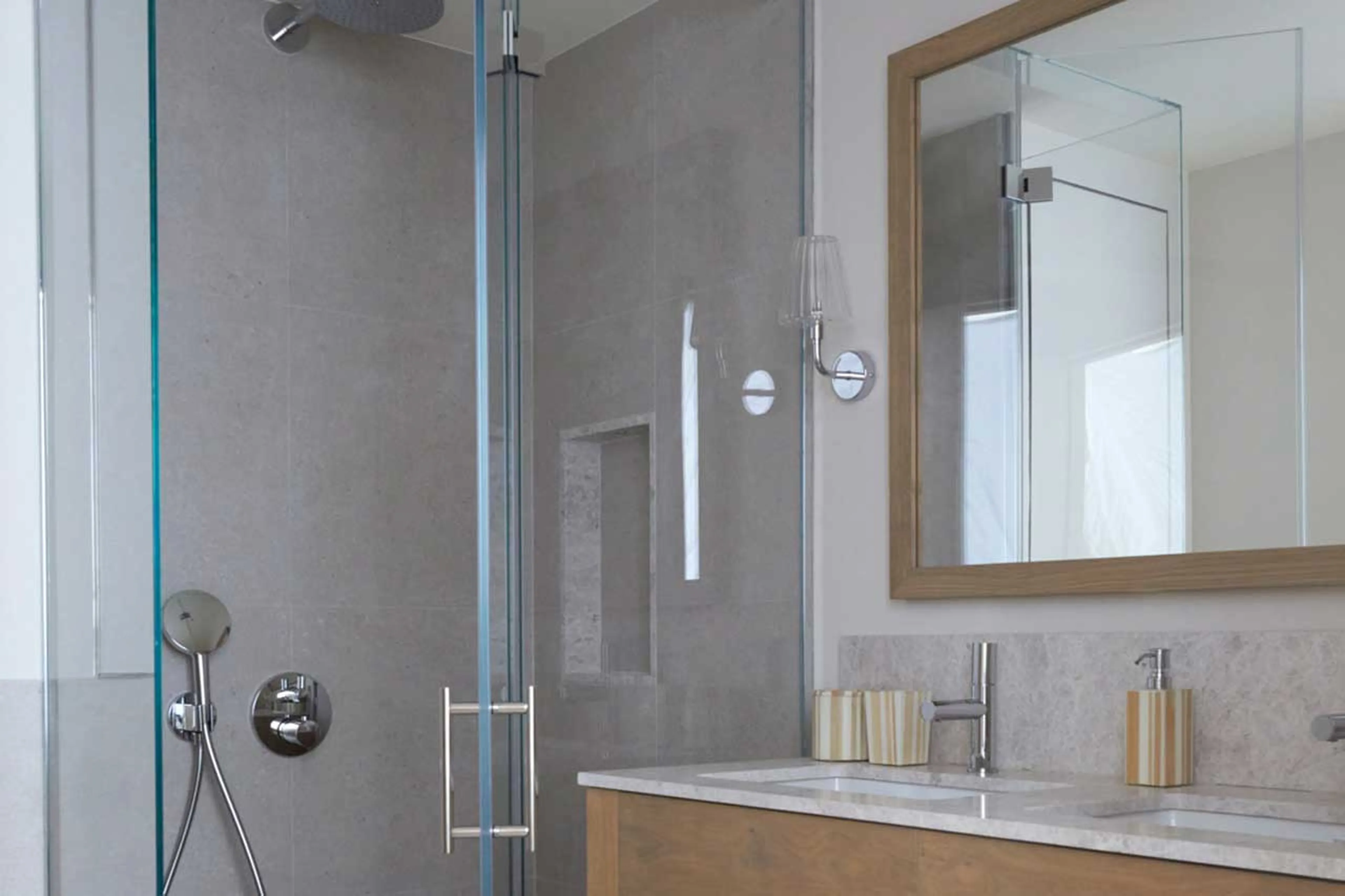 Shower room with double basin at Silverstone Lodge Penthouse 4 in Val d'Isere