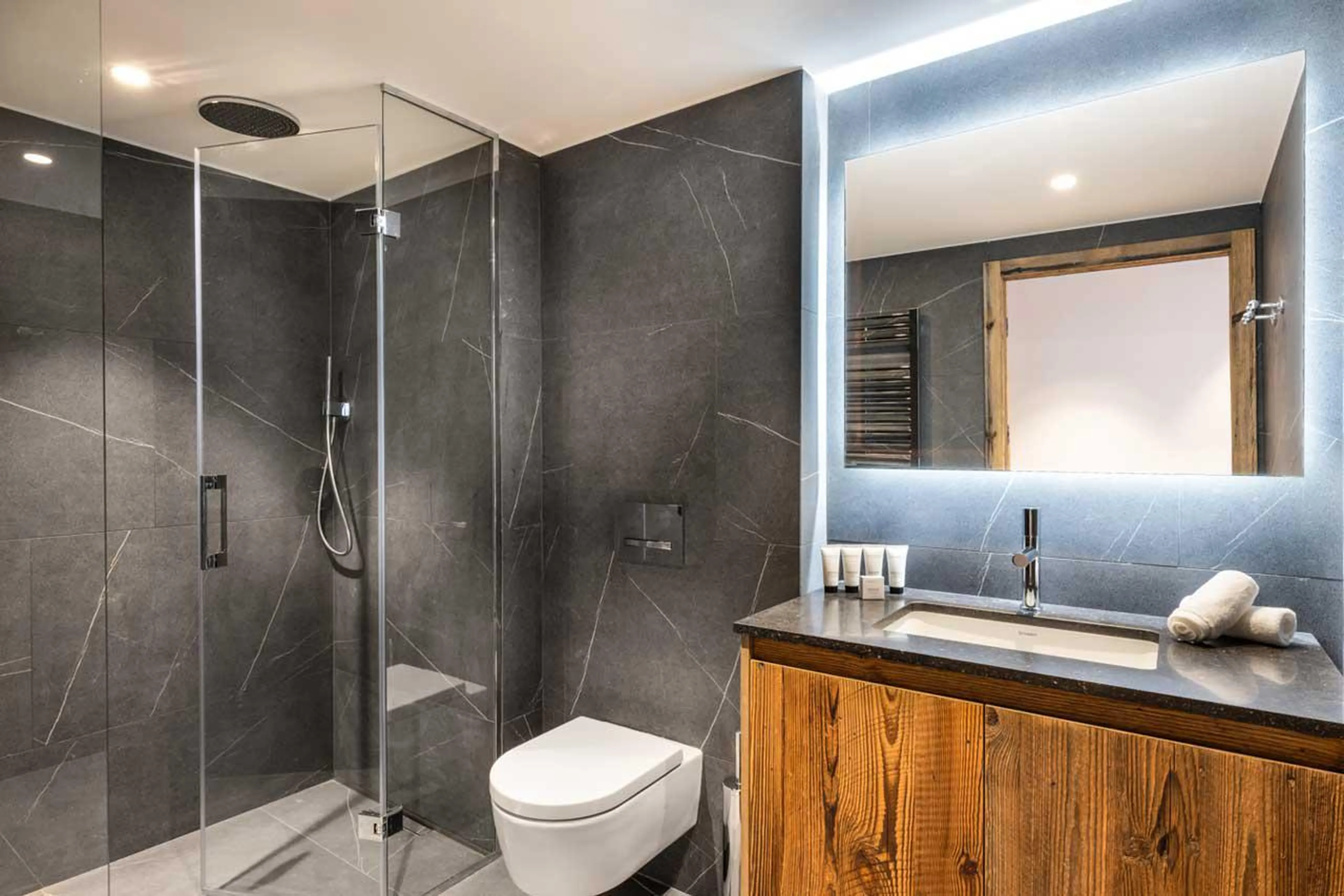 En-suite shower room four at Silverstone Lodge 6 in Val d'Isere