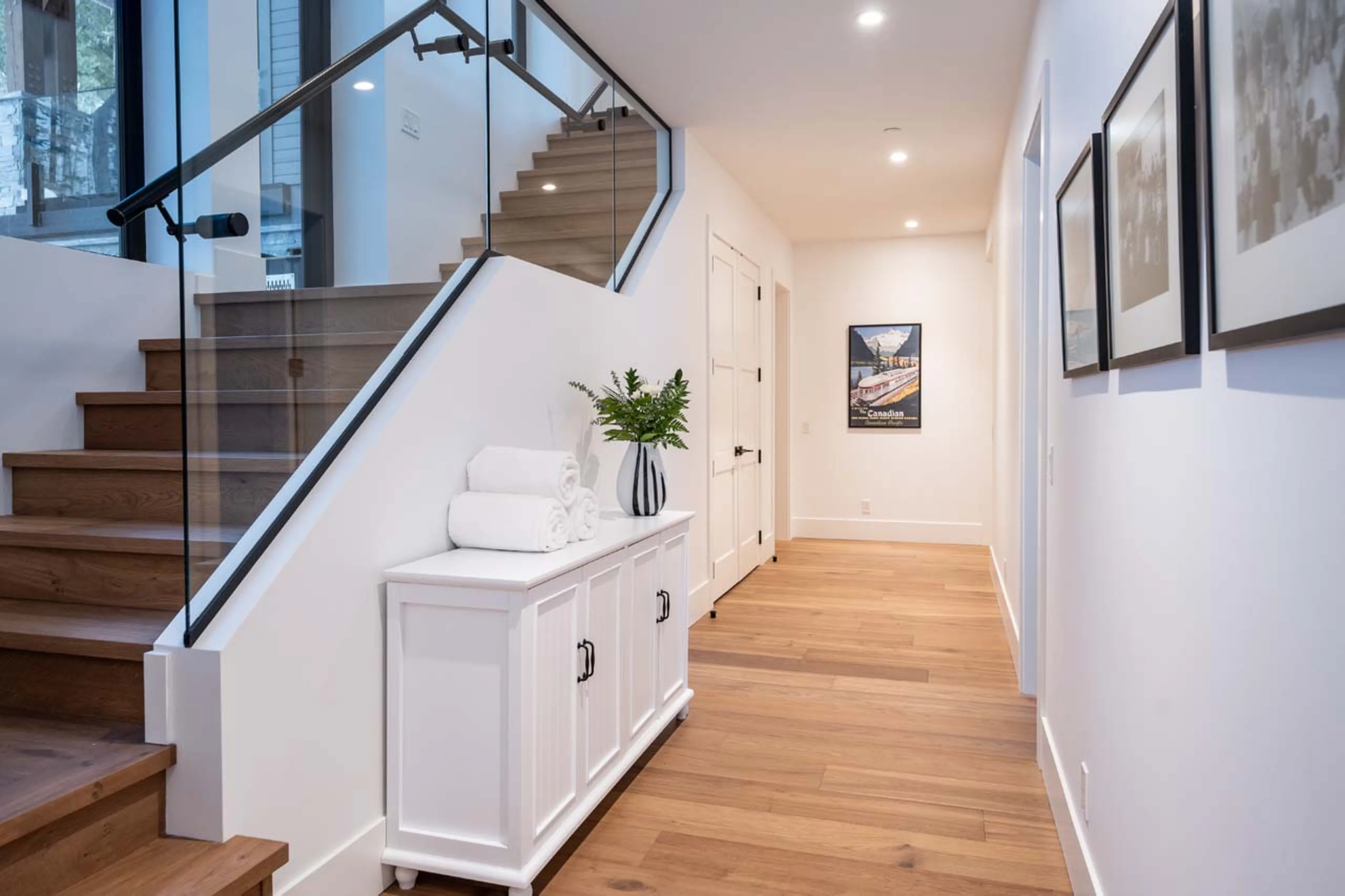Staircase and hallway in Sitka Spruce Mountain, Revelstoke