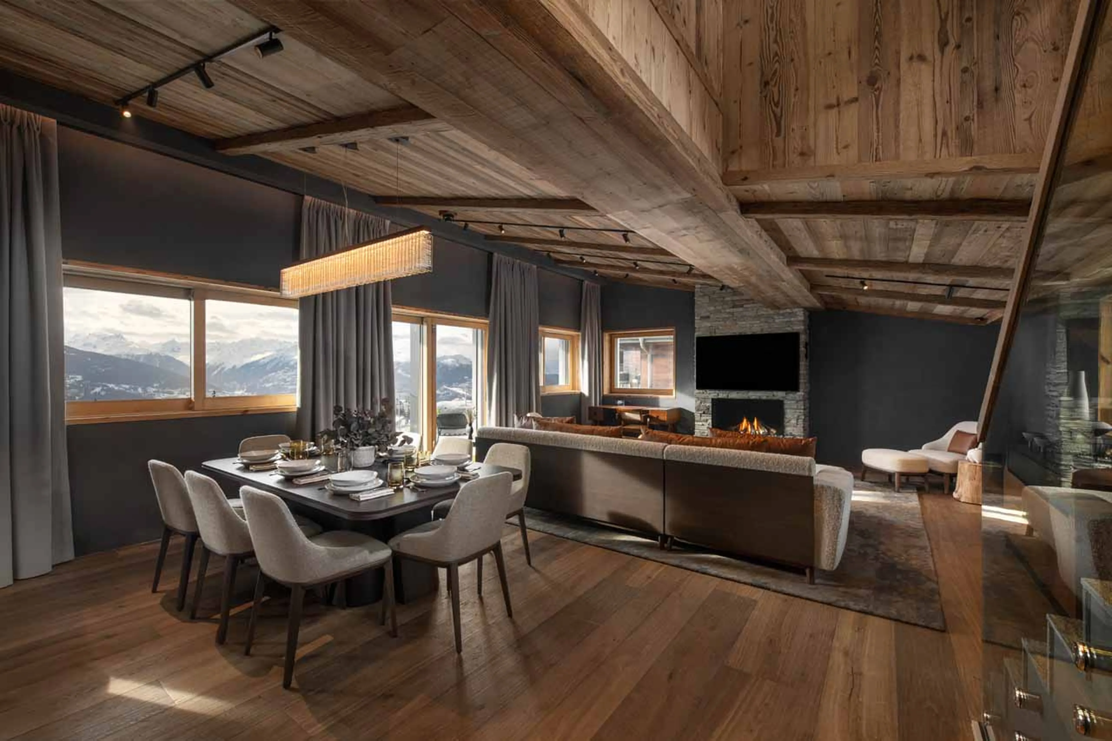 Dining area at Six Senses Chalet in Crans-Montana
