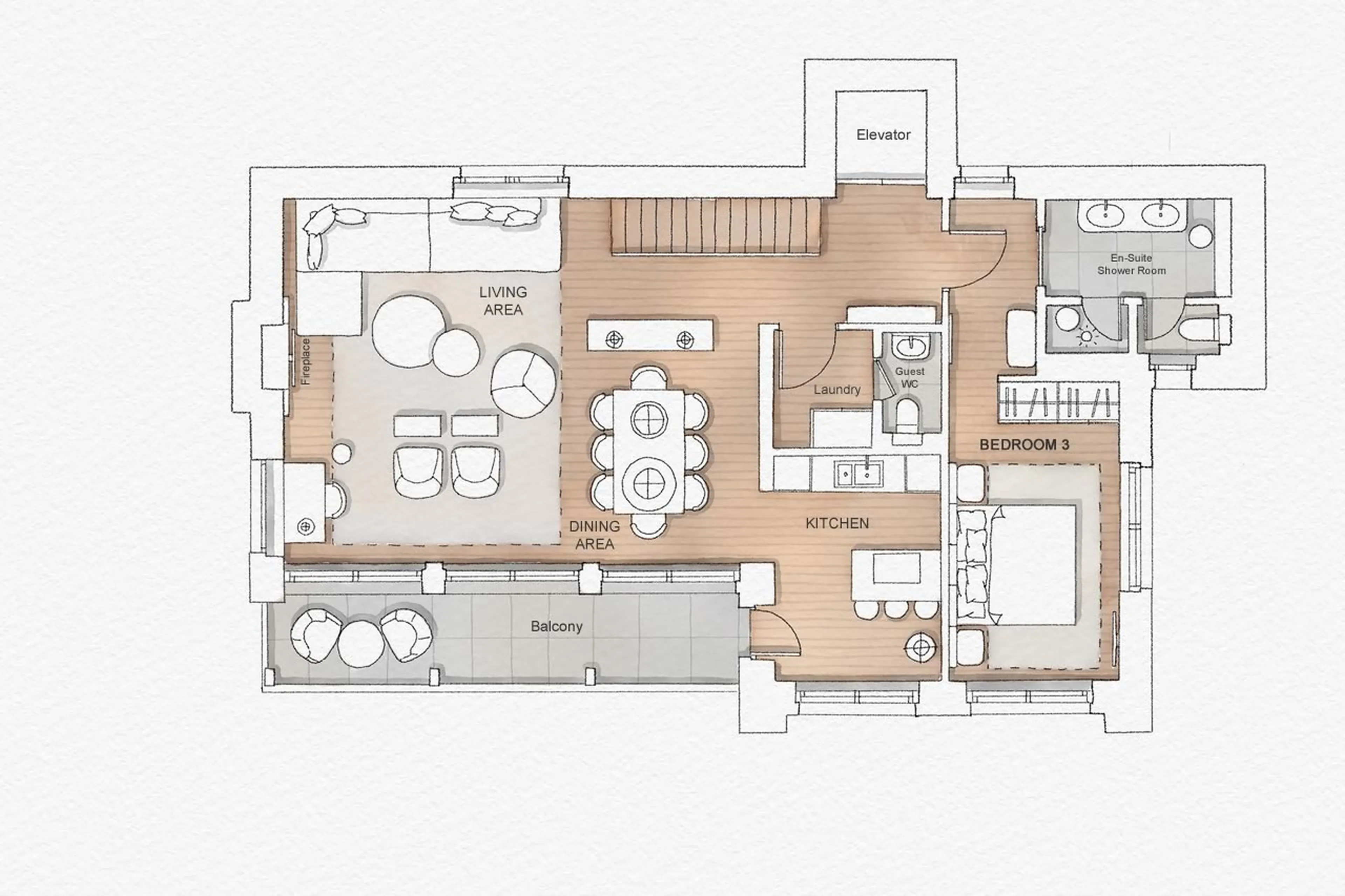 Level 1 floor plan of Six Senses Chalet in Crans Montana