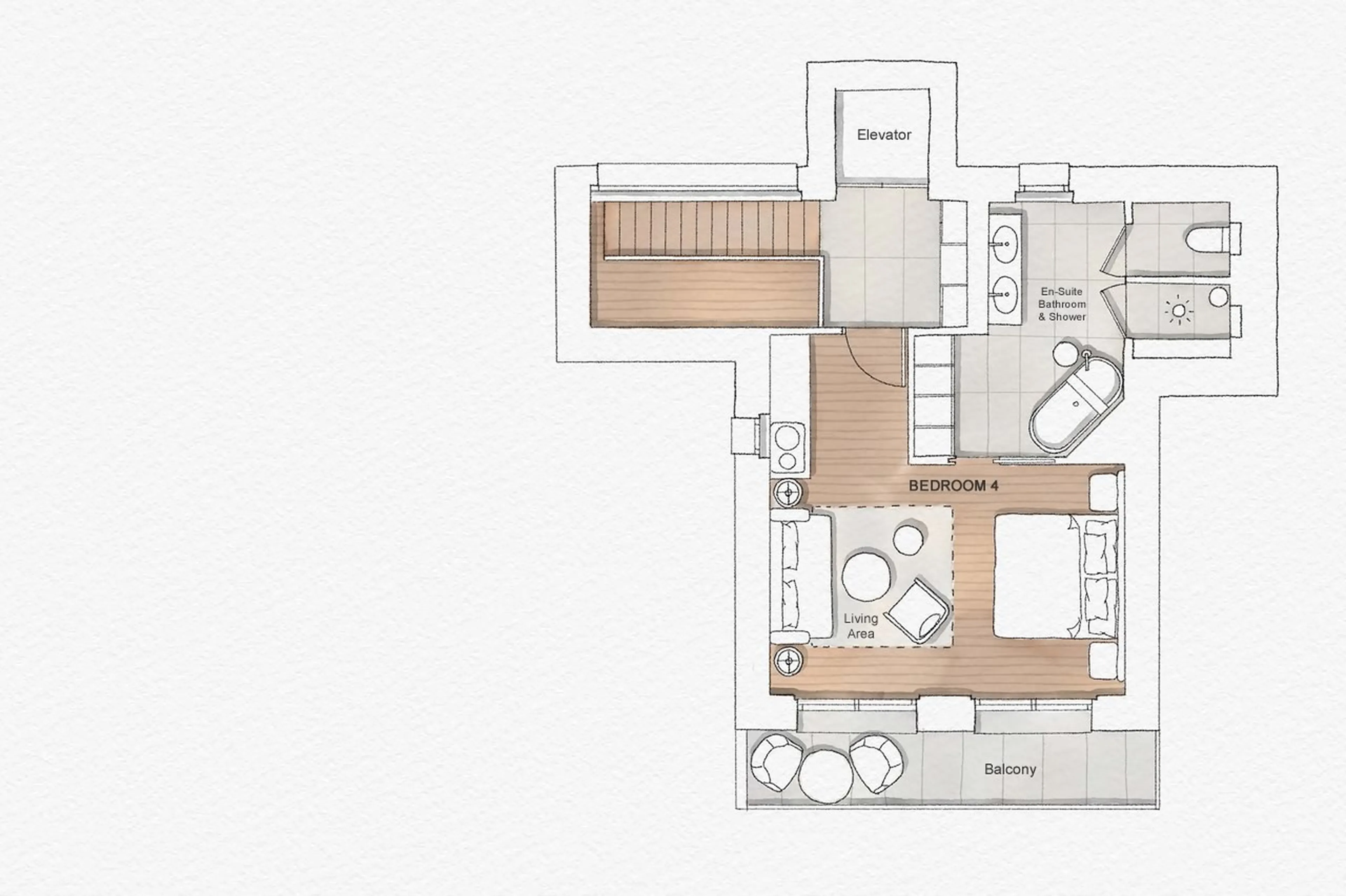 Top level floor plan of Six Senses Chalet in Crans Montana