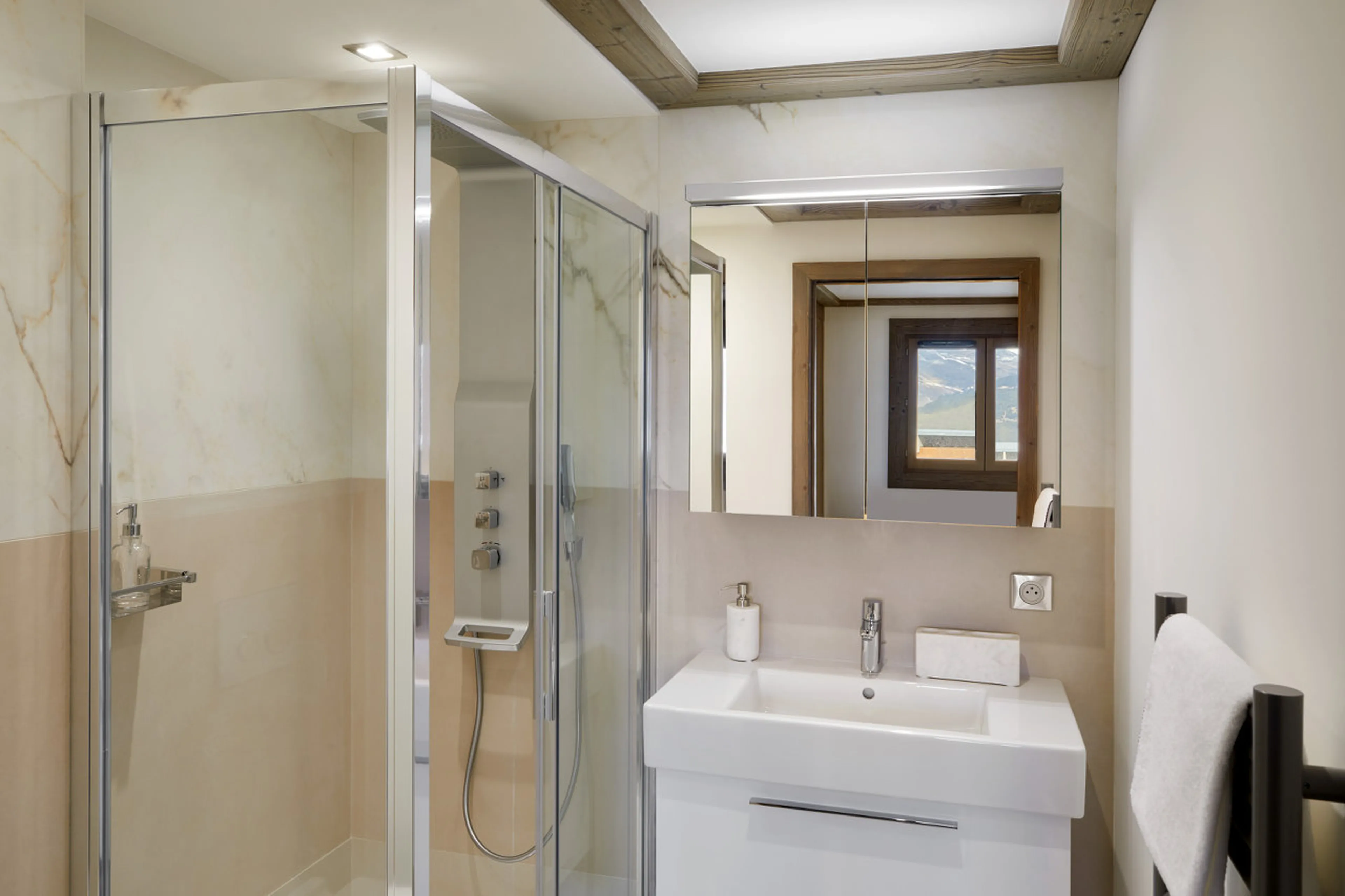 Shower room at Apartment Six Senses Two in Courchevel 1850