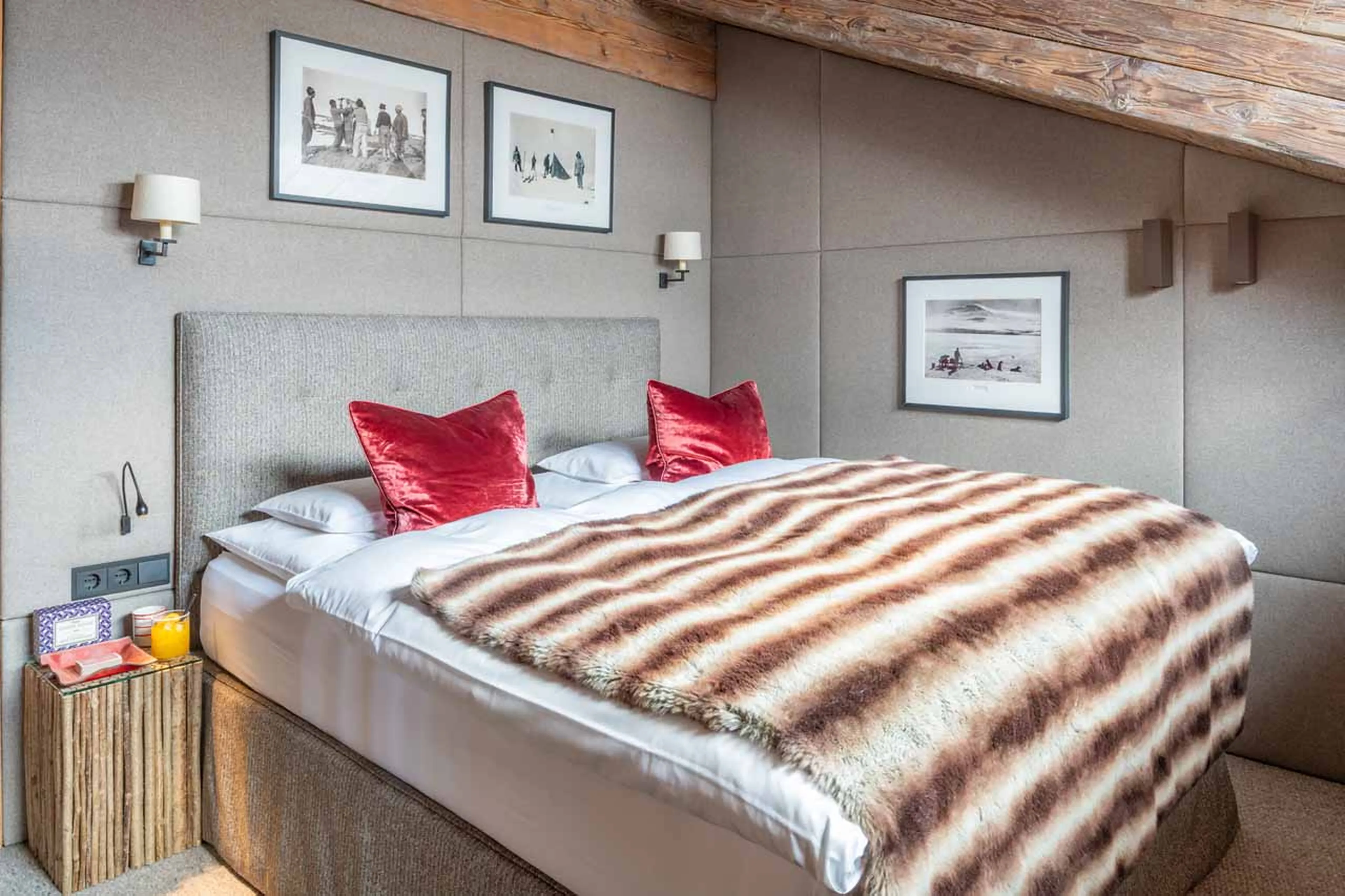 Mountain views from double bedroom at Skyfall Penthouse in St Christoph