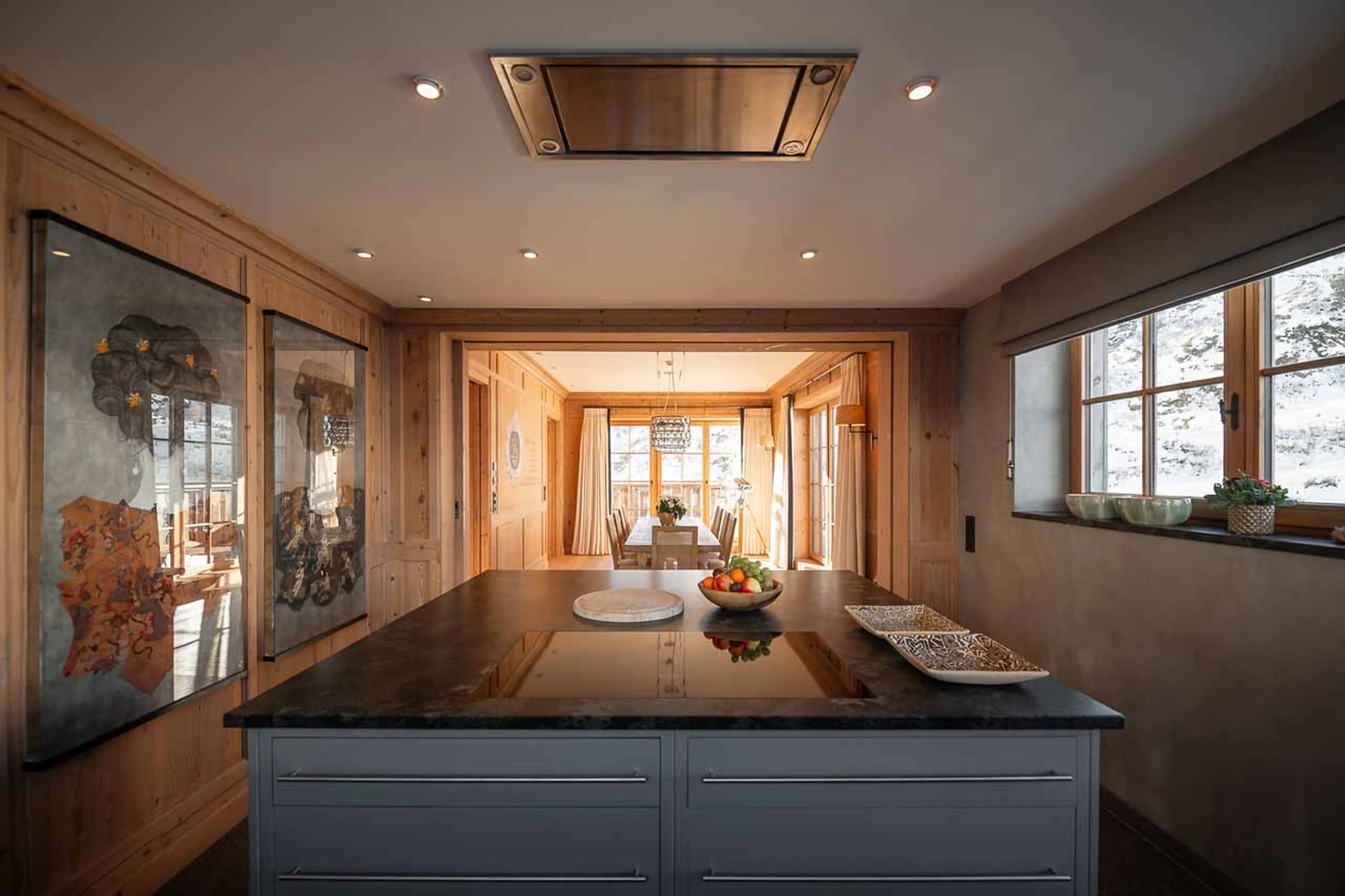 Kitchen and dining room at Skyfall Penthouse in St Christoph