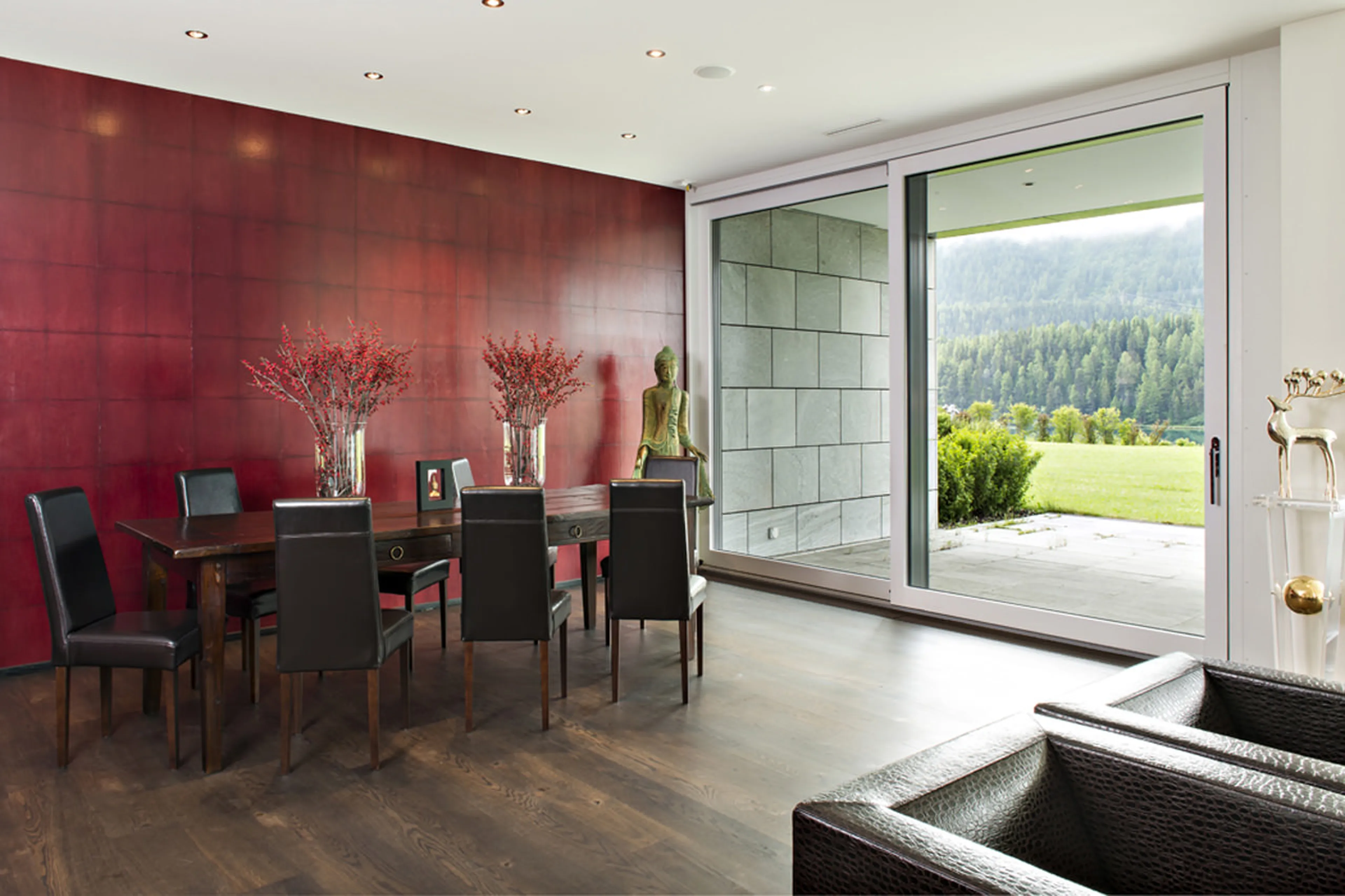 Dining area and terrace at Apartment Snow Garden in St Moritz