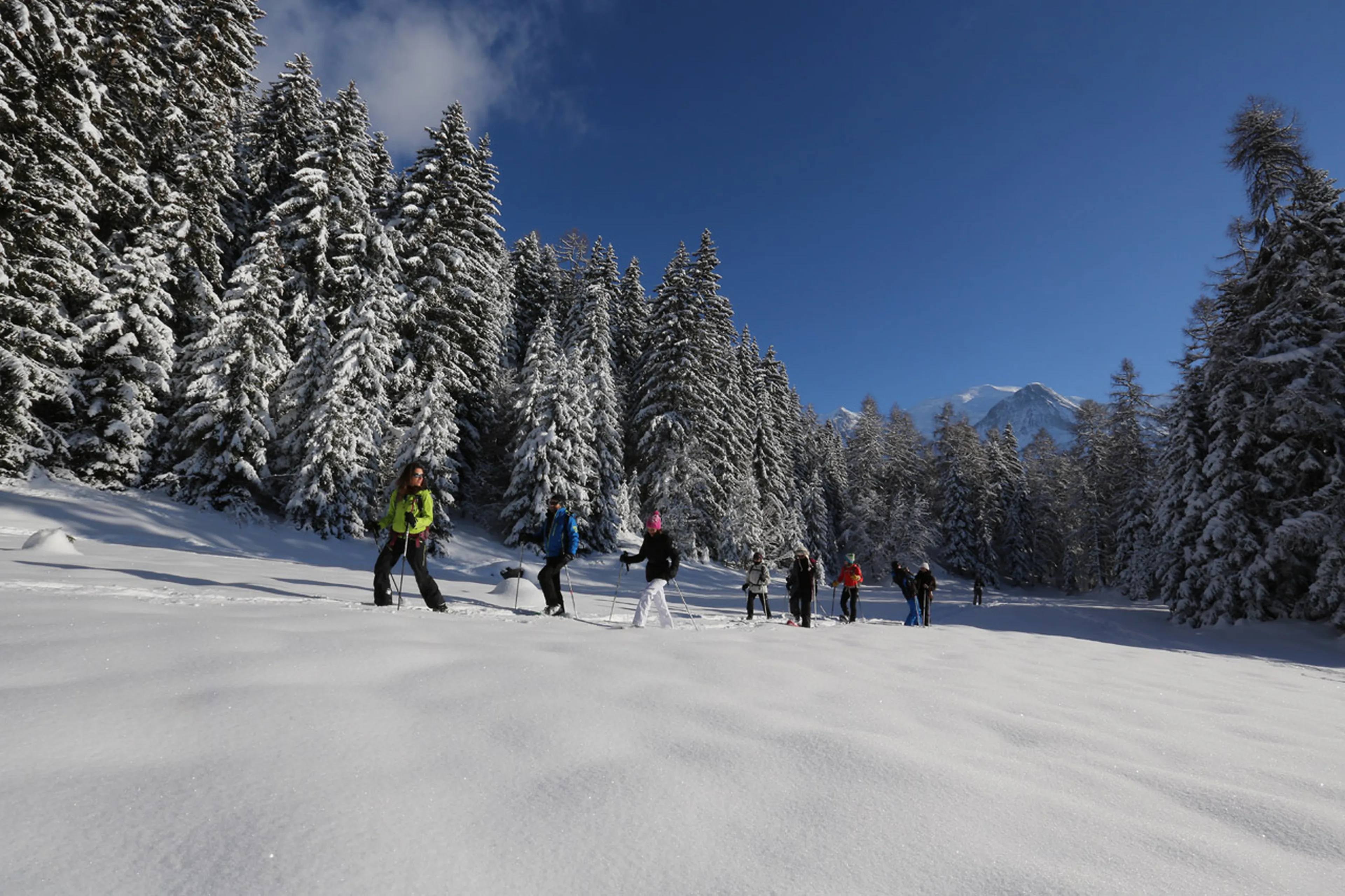 snowshoeing in winter in Chamonix