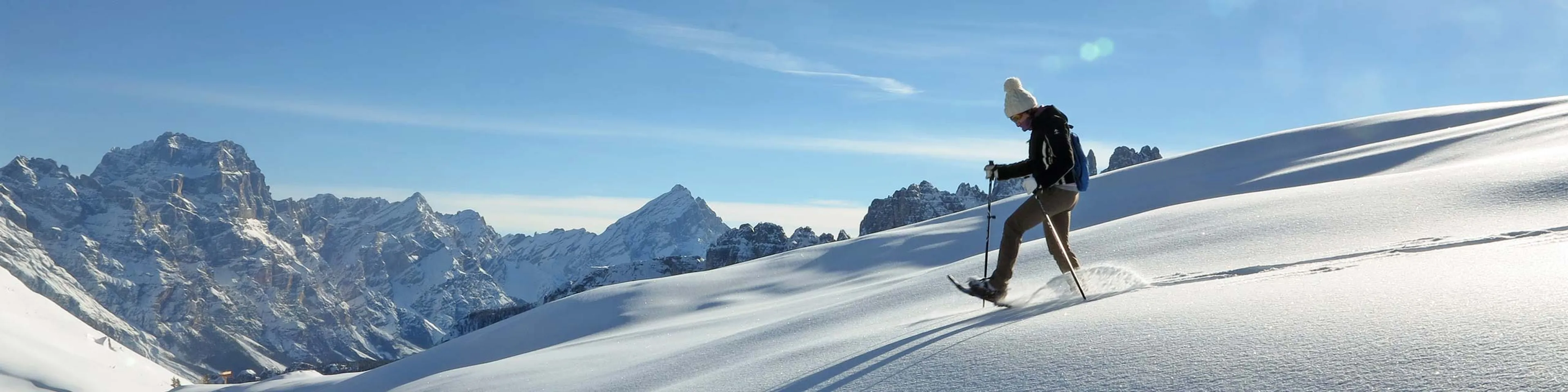 Snowshoeing in Cortina d'Ampezzo in winter