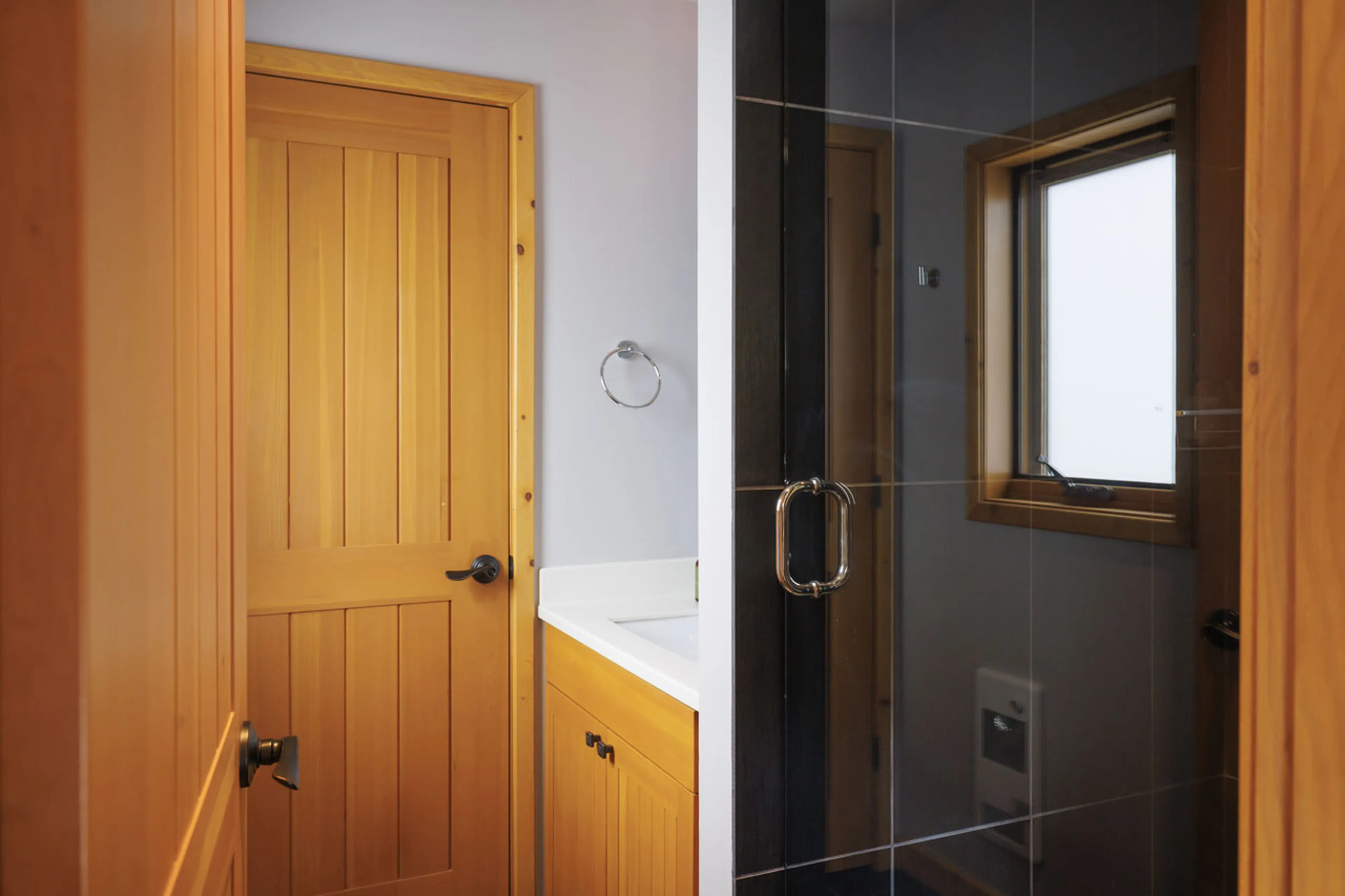Shower room three at Spirit Bear Lodge in South Chilcotin, British Columbia