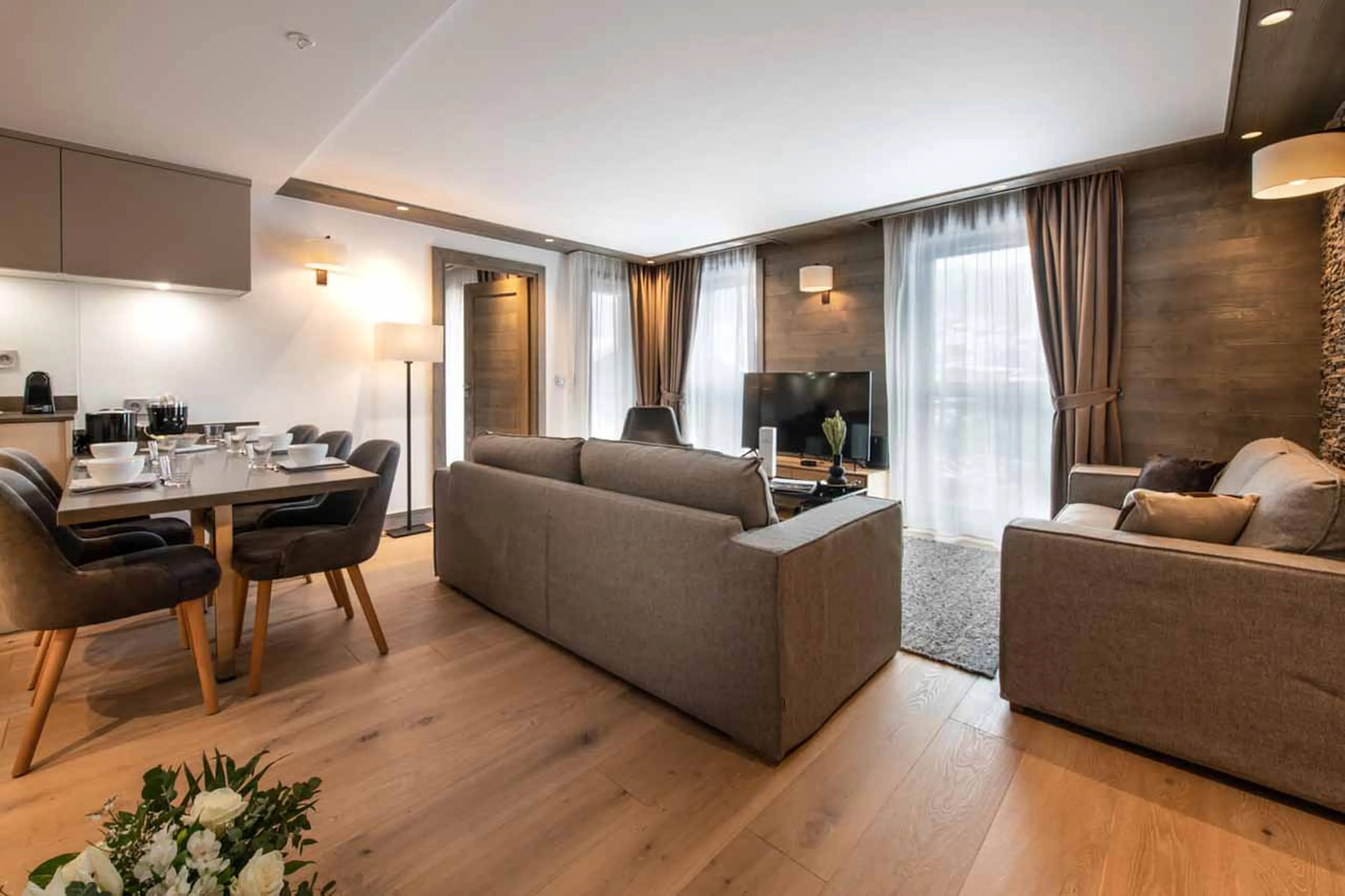 Living area at Sundance Penthouse 610 in Courchevel 1650