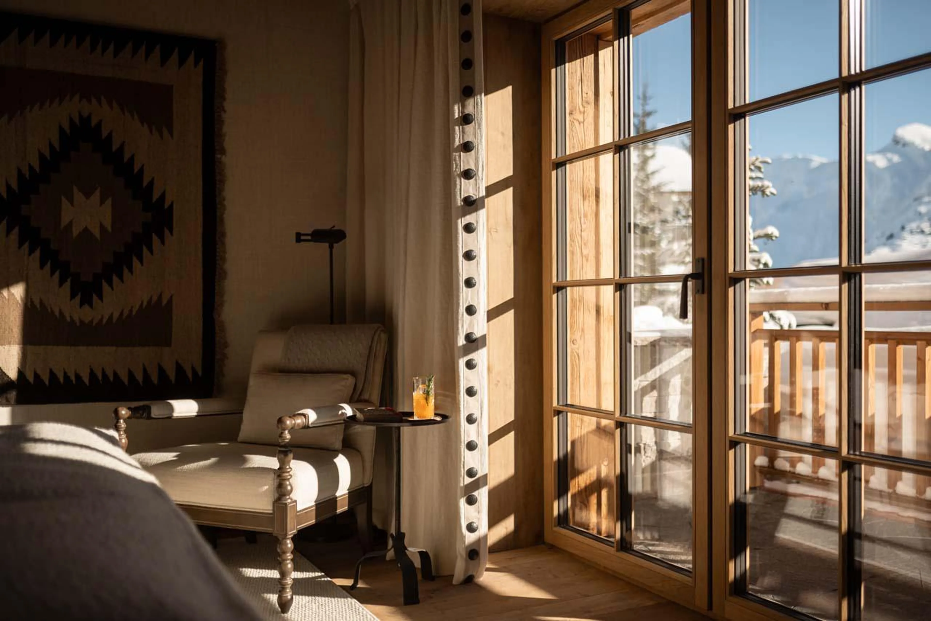 Private balcony with spectacular mountain views at The Barn in Lech