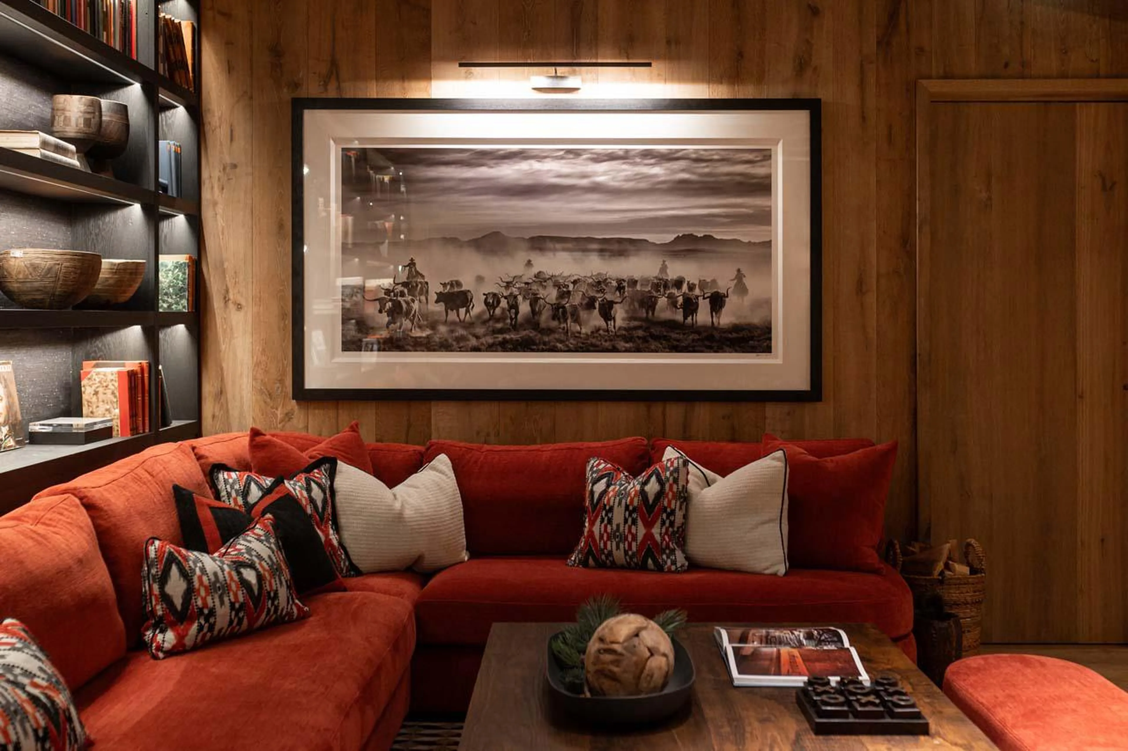 Cosy and warm sofa space at The Barn in Lech