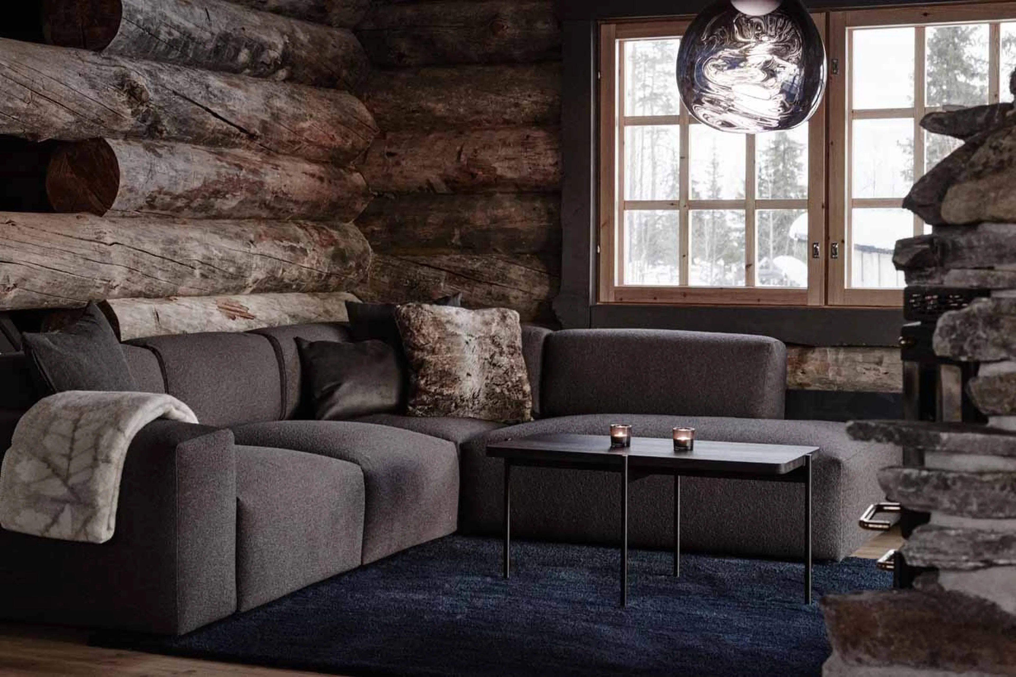 Wrap-around sofa in The Fell Lodge, Finland