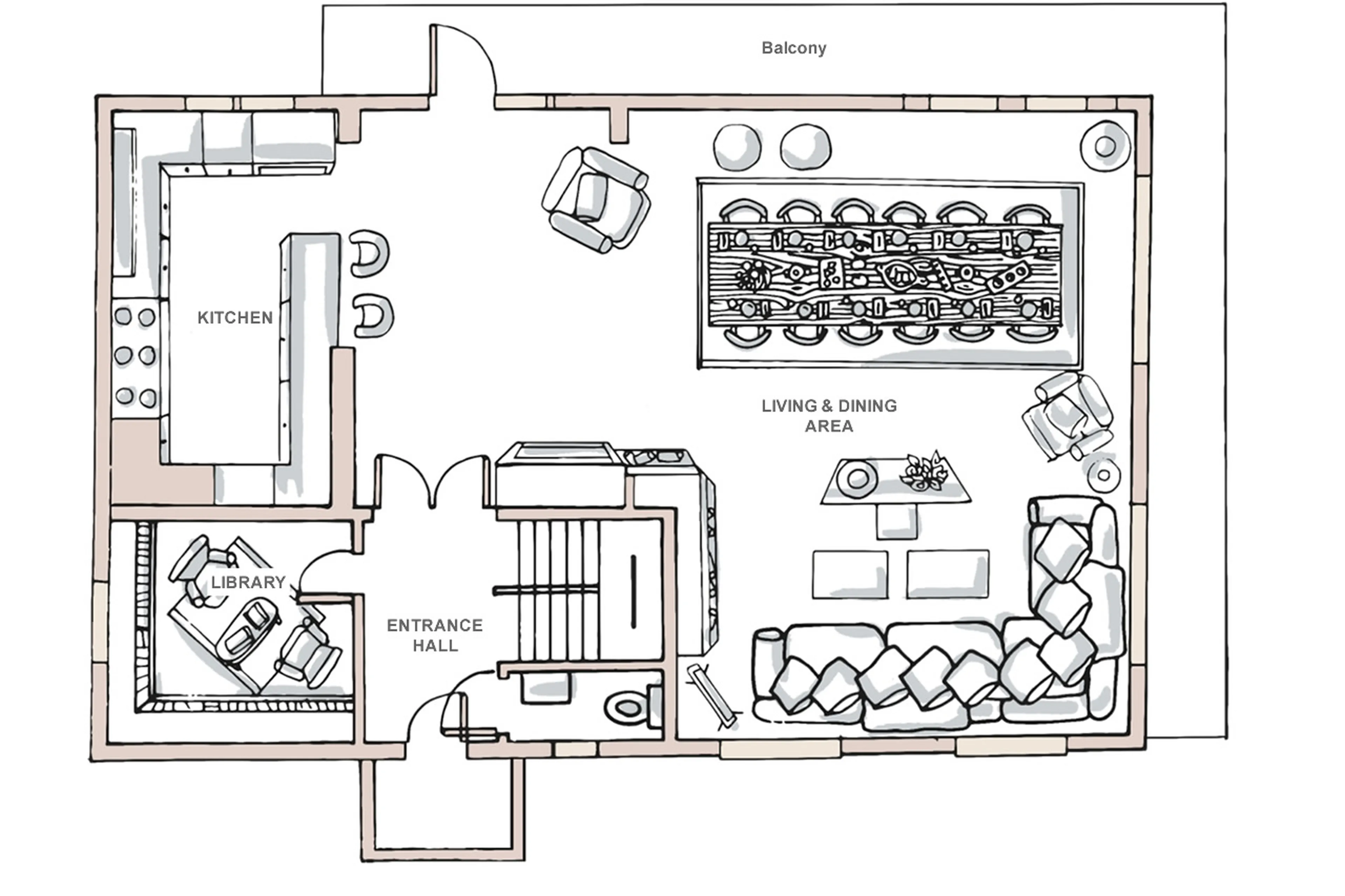 Level 1 floor plan of The Lightbowne in Meribel