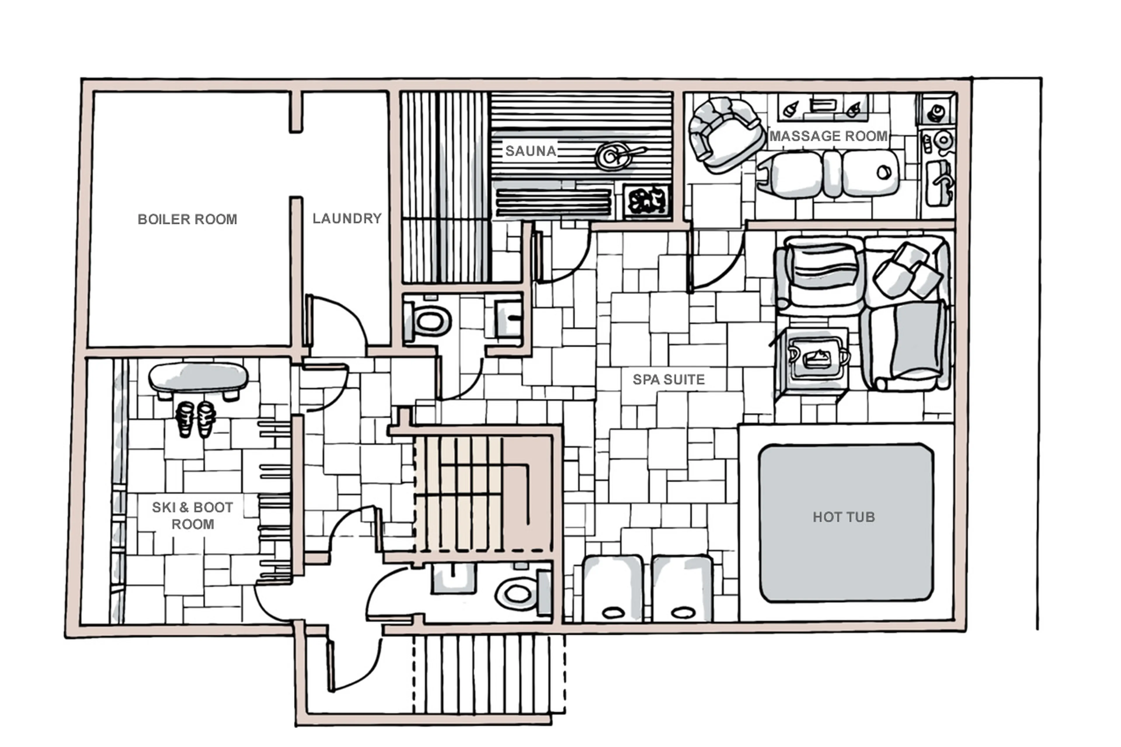 Level 0 floor plan of The Lightbowne in Meribel