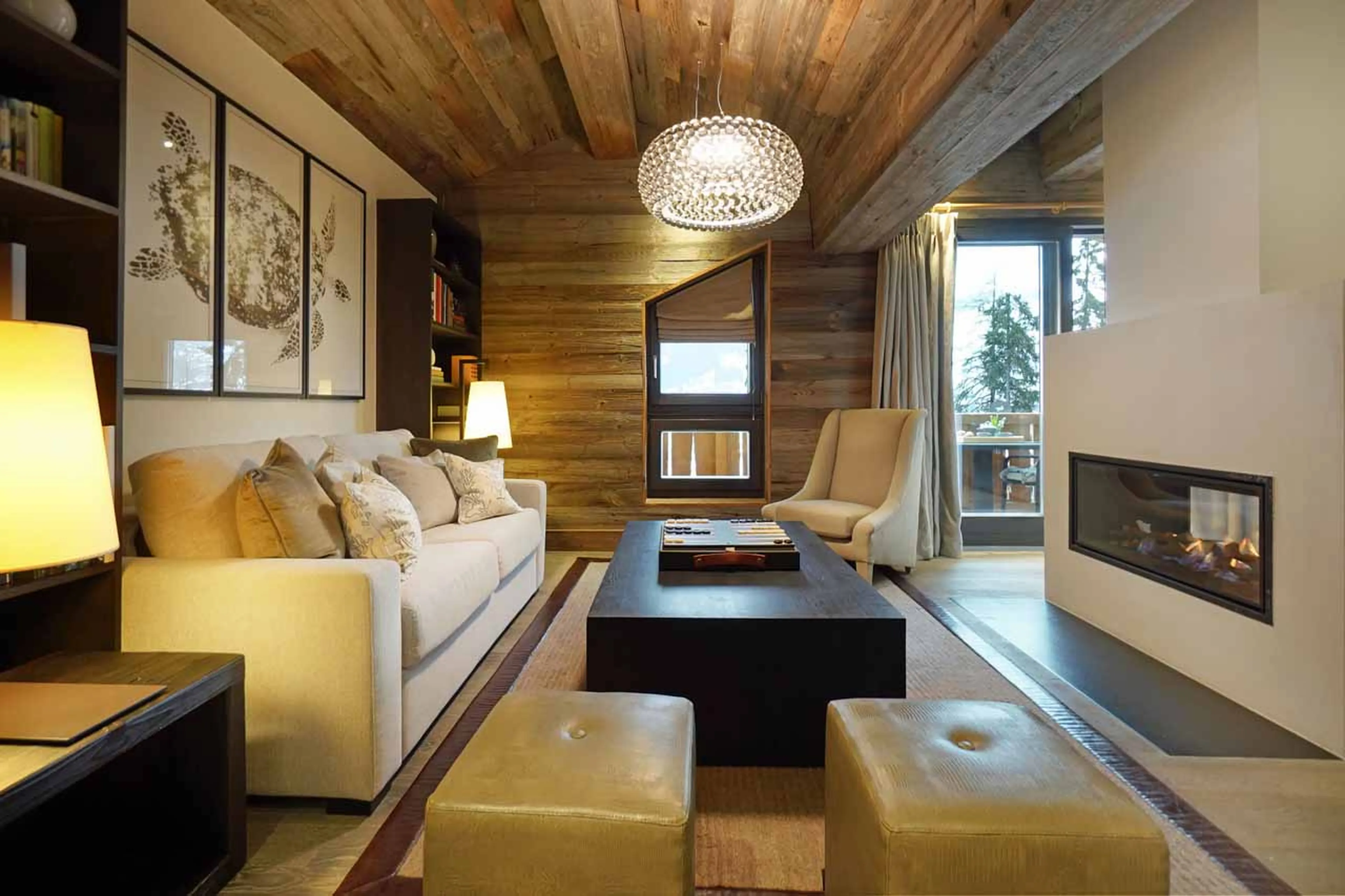 Lounge area of master bedroom in he Lodge in Verbier