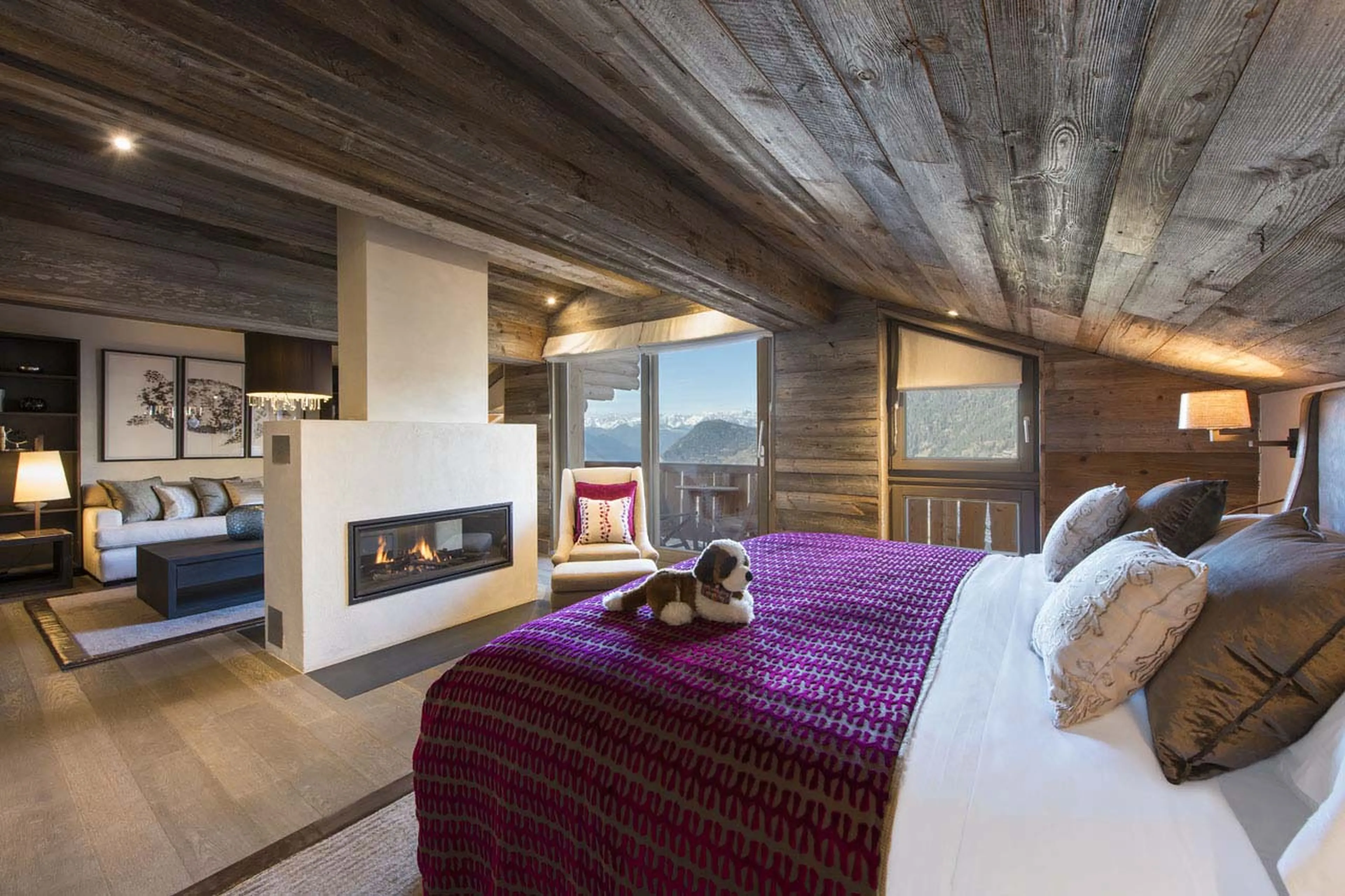 Master bedroom at The Lodge in Verbier