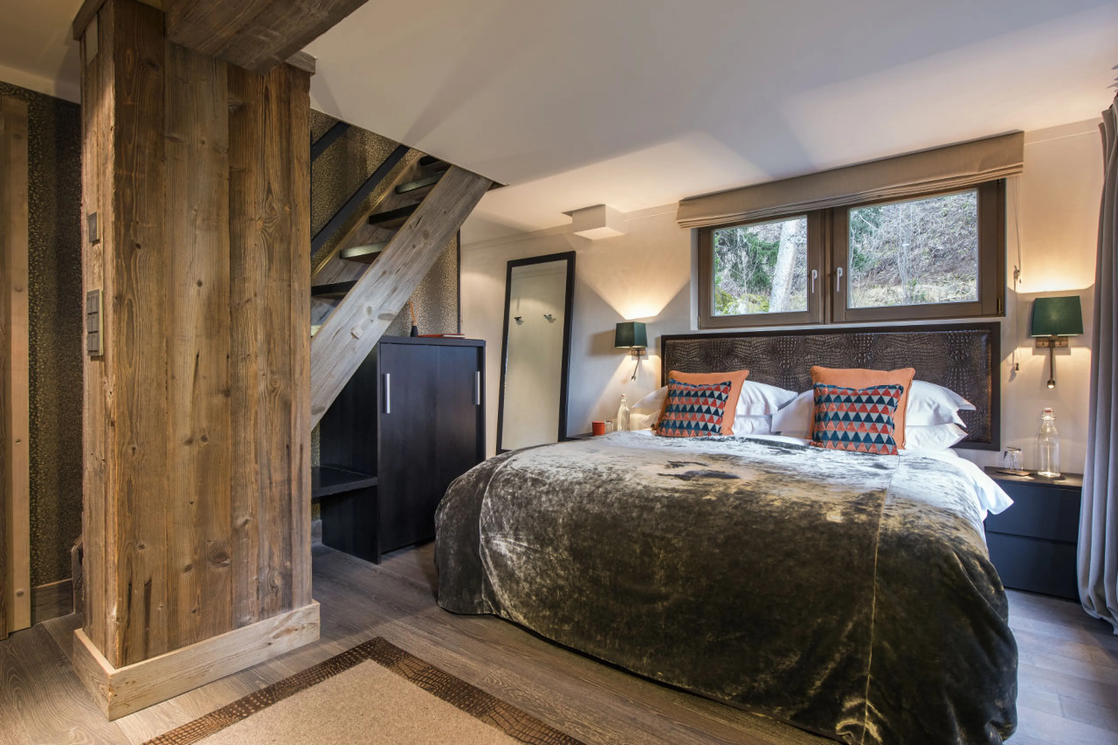 Duplex bedroom at he Lodge in Verbier