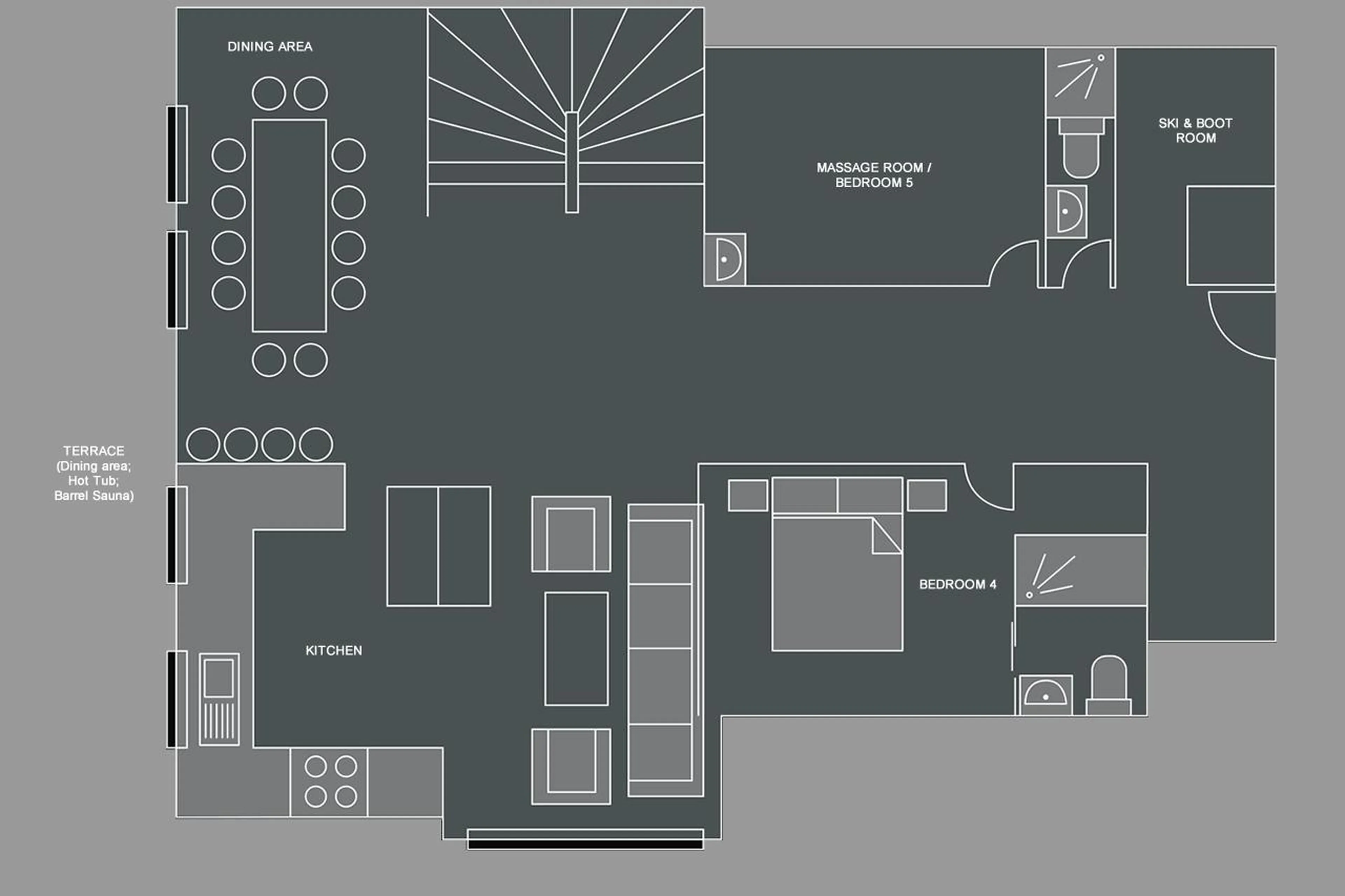 Level 0 floor plan of The Old Macaroni in Morzine