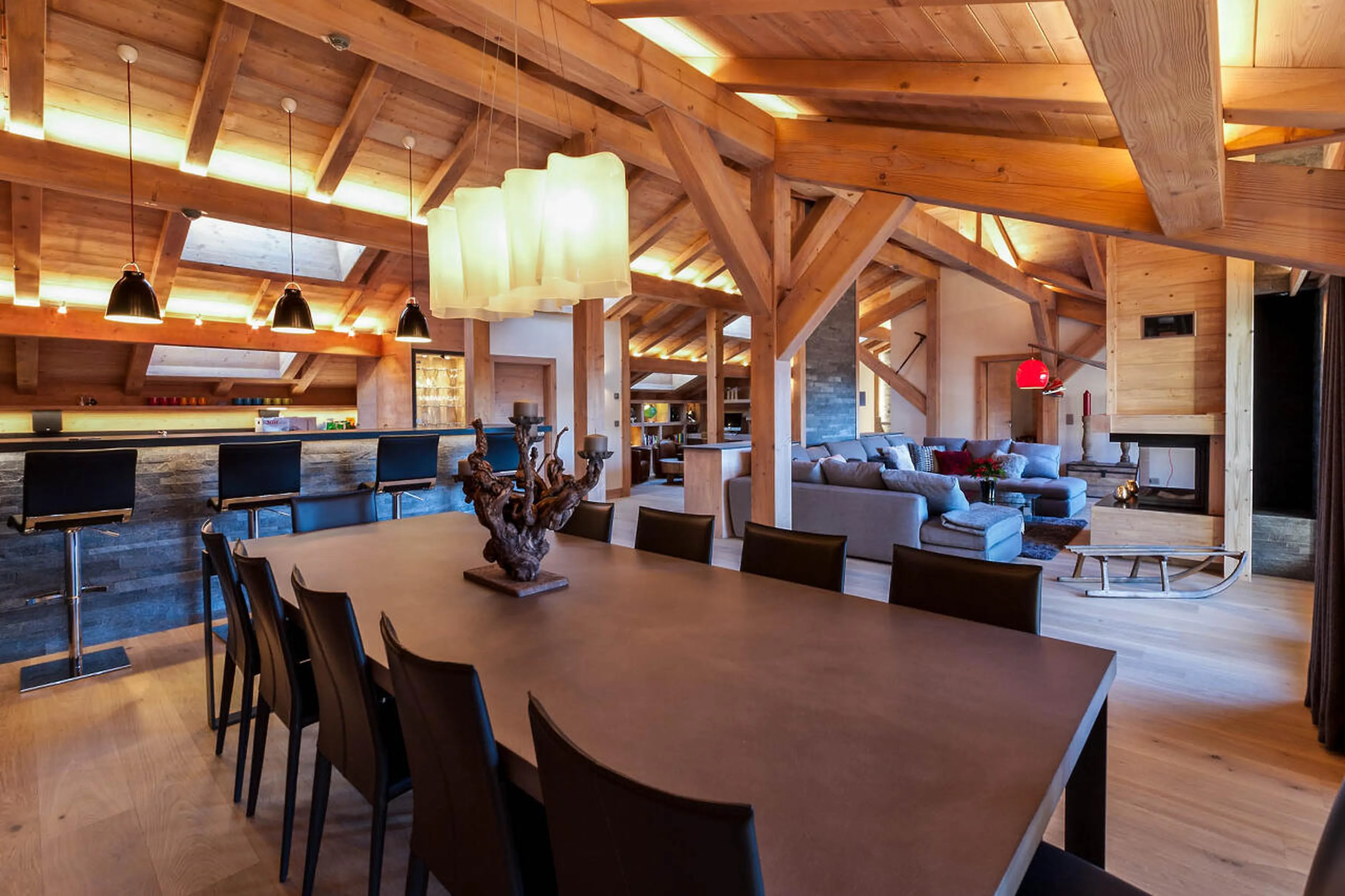 Open plan dining / breakfast bar / sitting area in The Penthouse, Les Gets