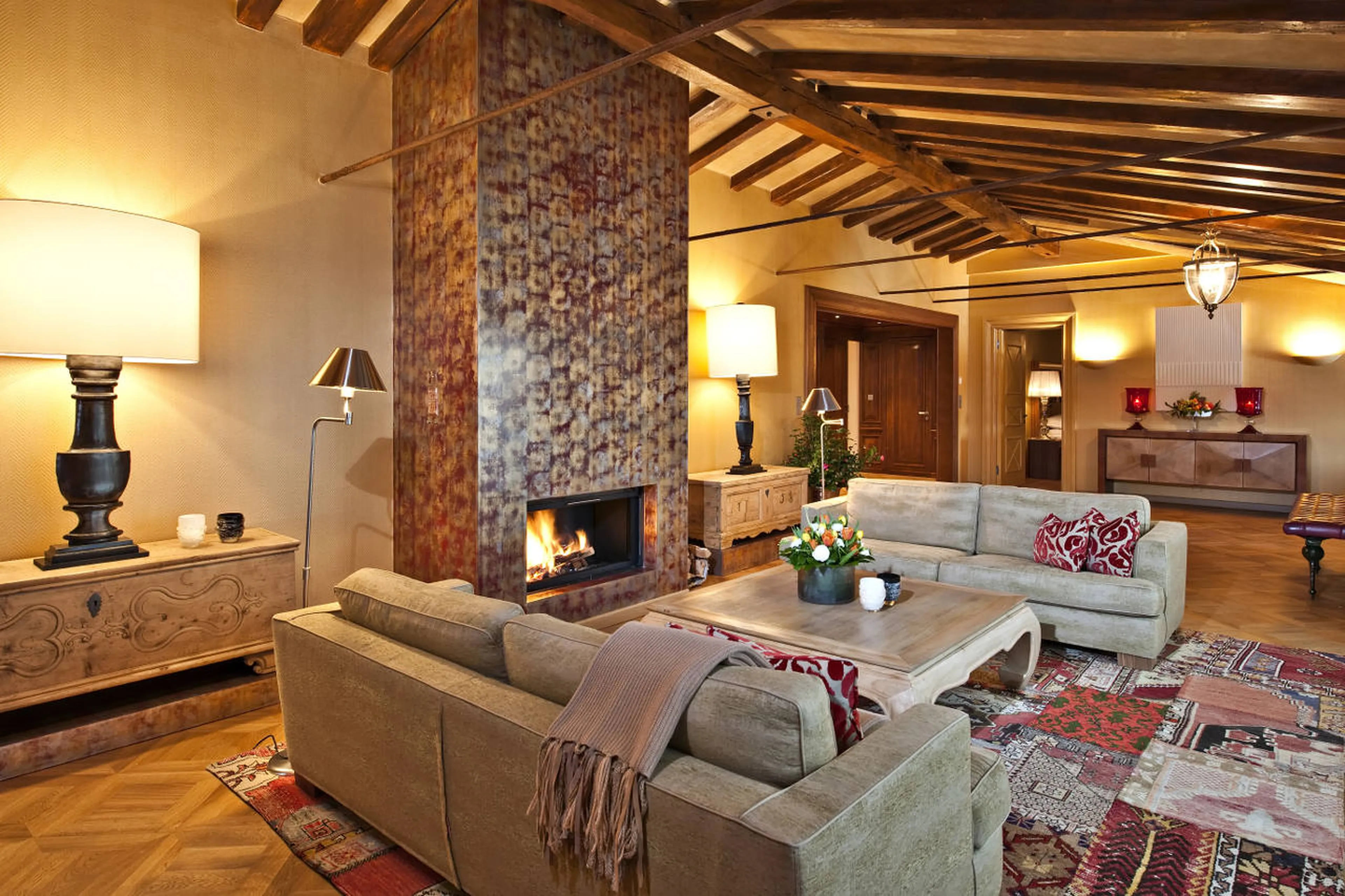 Living area in The Penthouse in St Moritz
