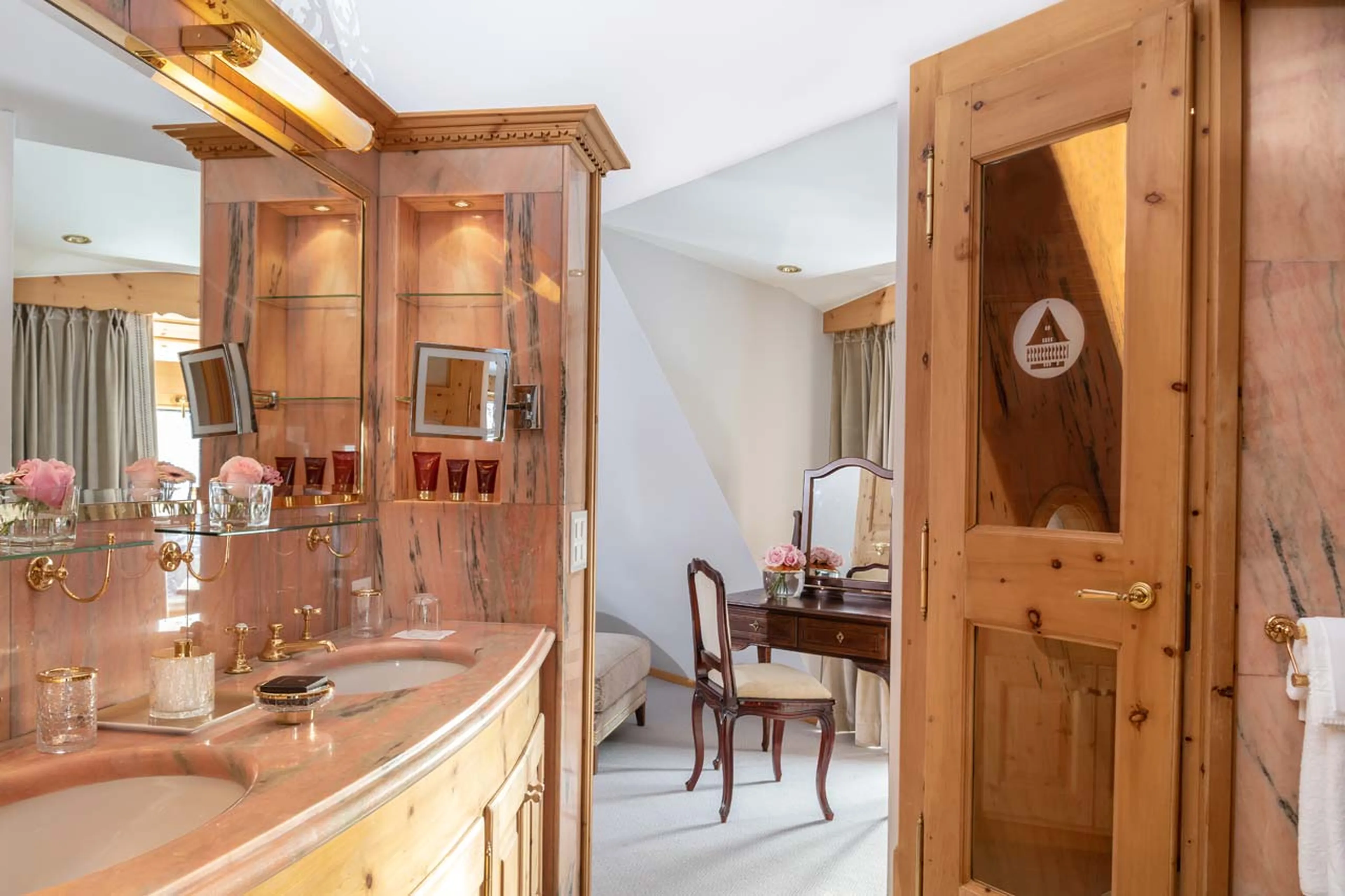 Master shower room entrance in The Tower Suite in St Moritz