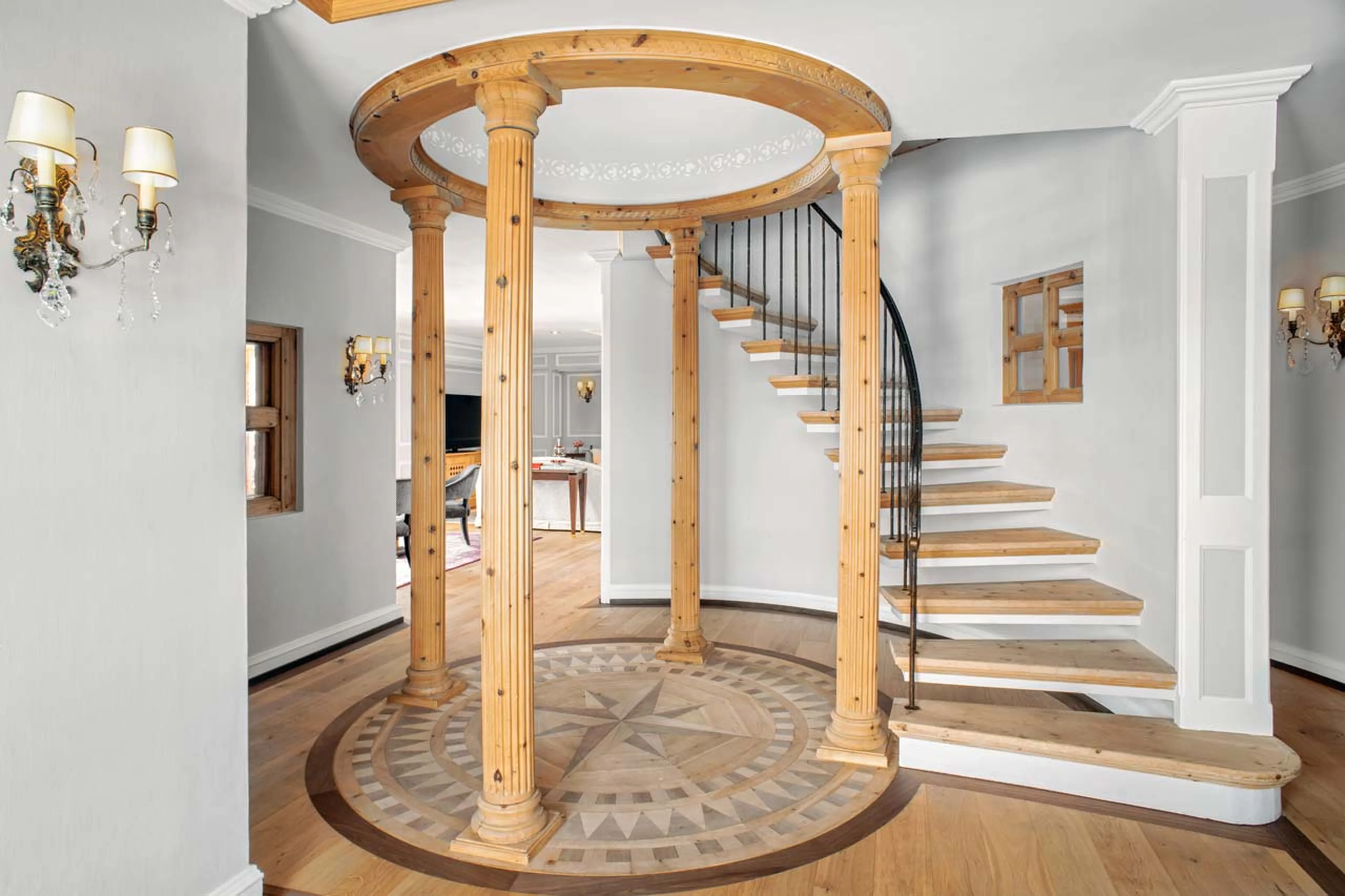 Entrance hall in The Tower Suite in St Moritz