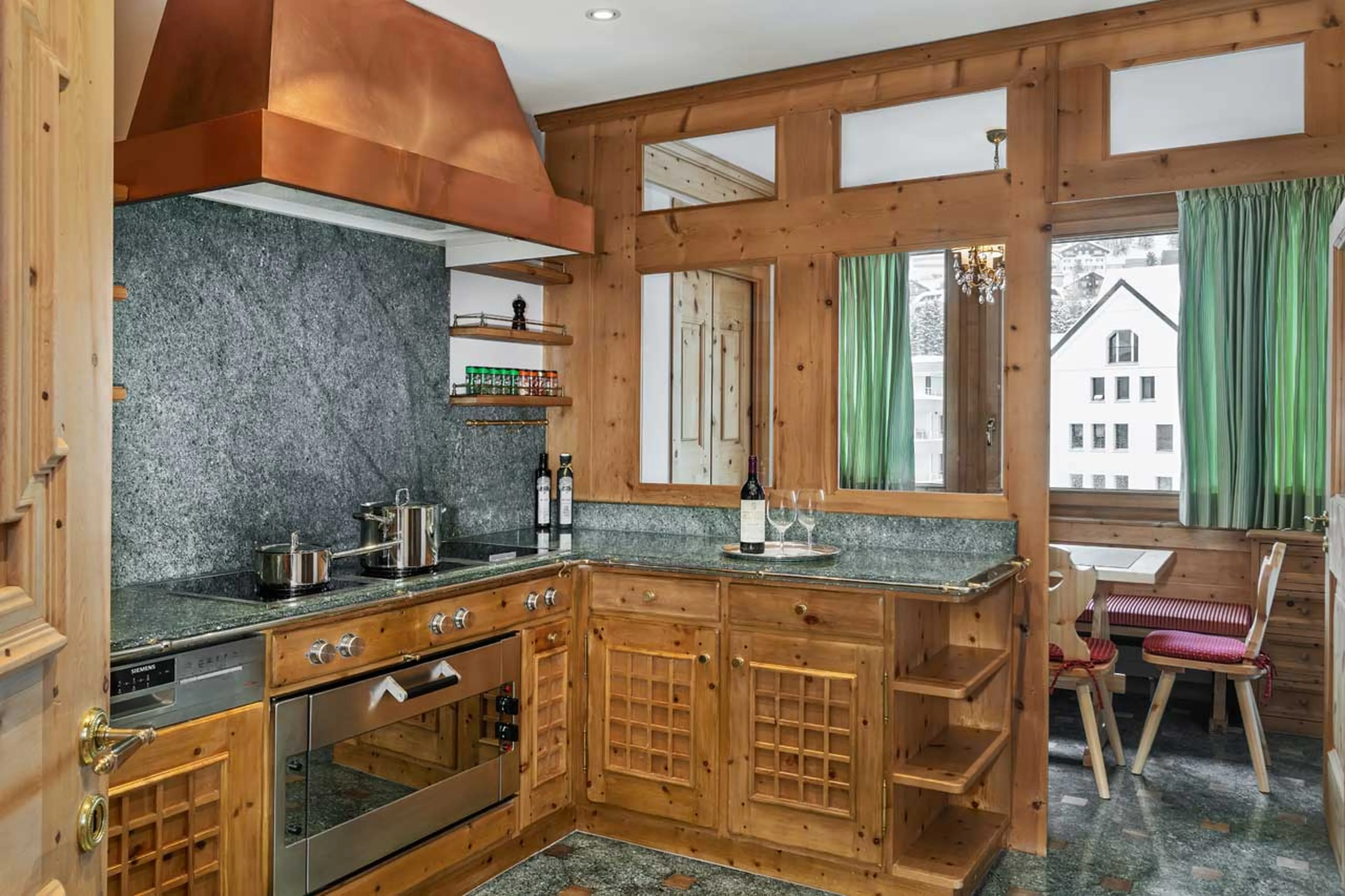 Kitchen in The Tower Suite in St Moritz